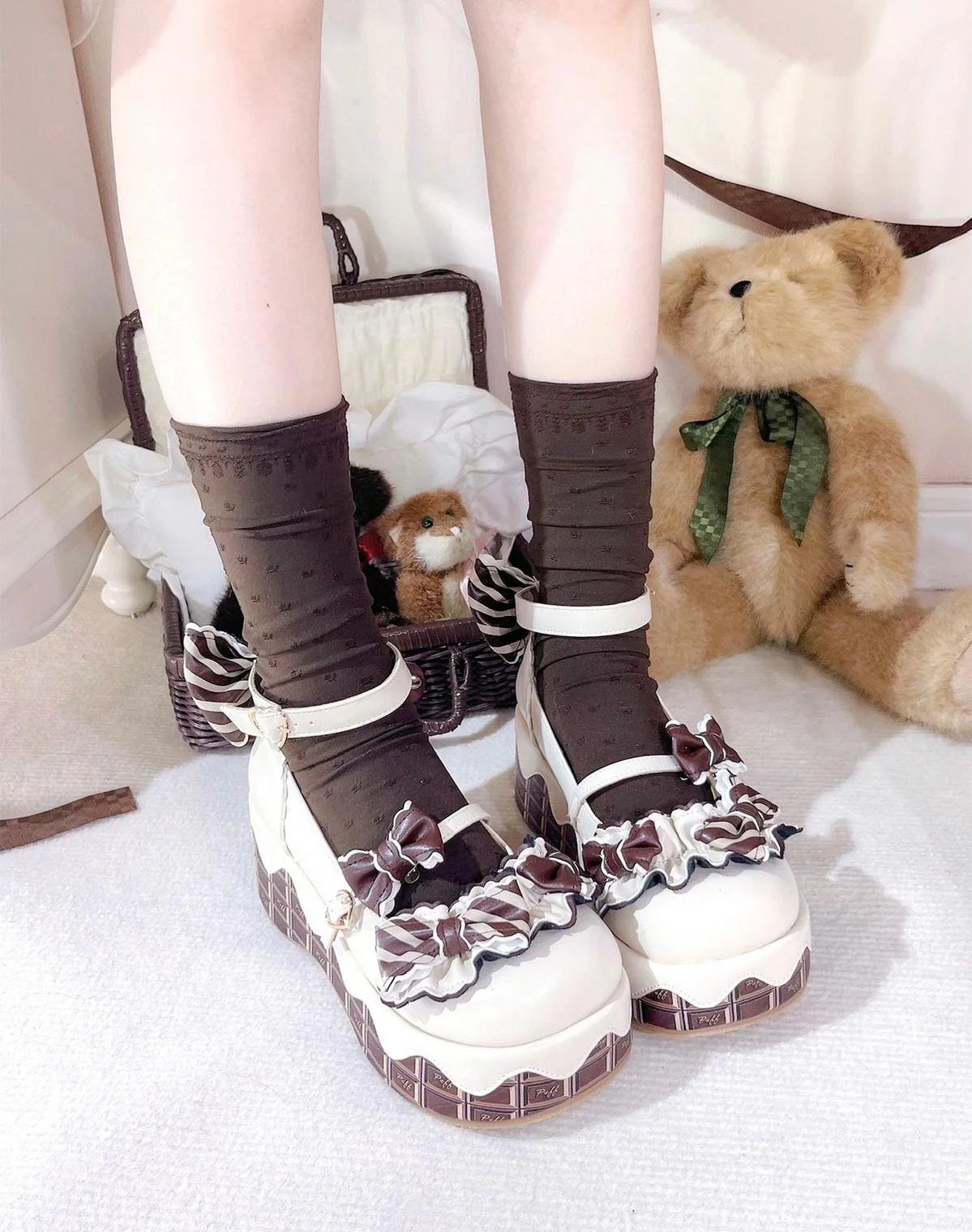 Chocolate Sponge Cake - Sweet Lolita Thick-Sole Shoes with Printed Platform - Image 13
