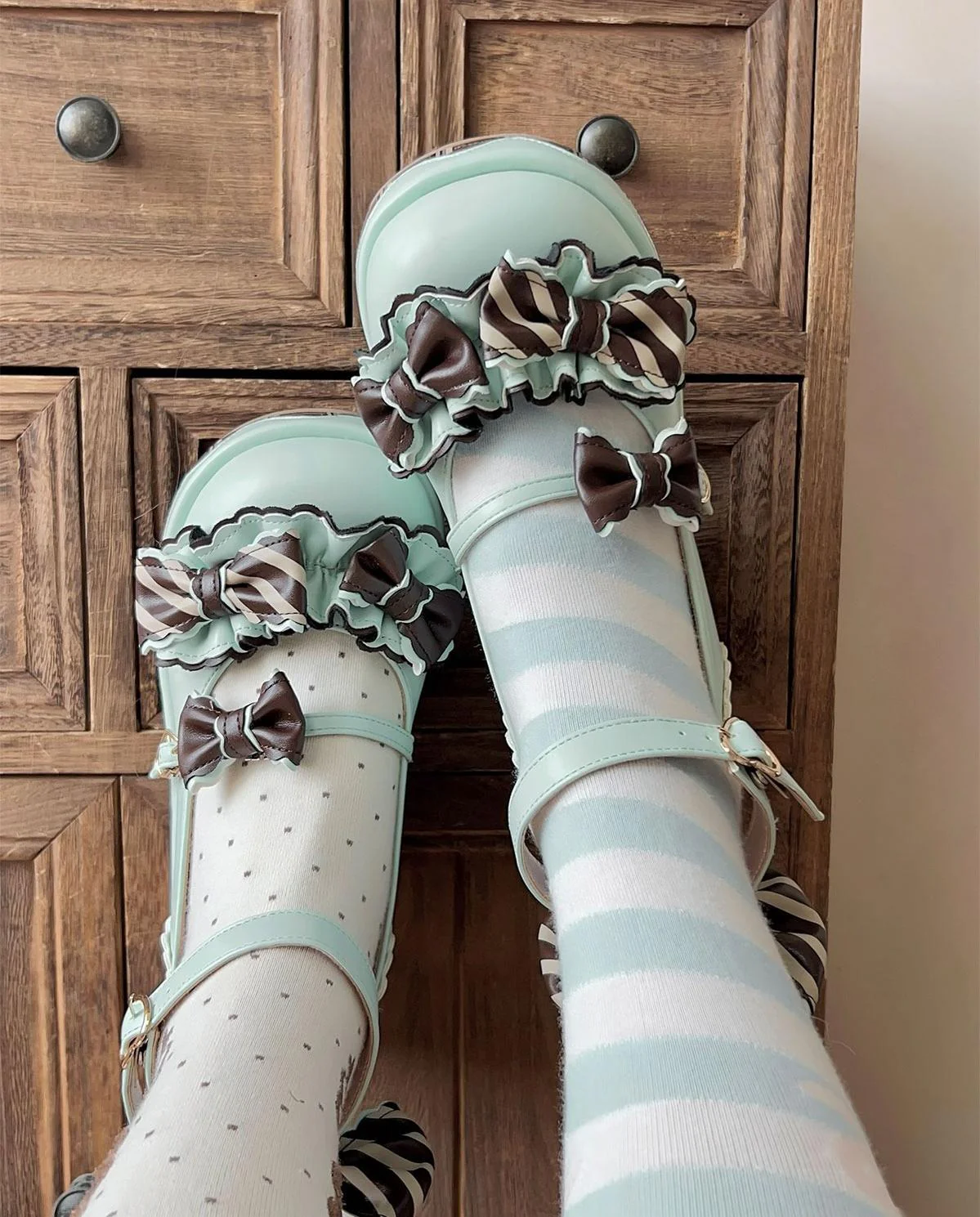 Chocolate Sponge Cake - Sweet Lolita Thick-Sole Shoes with Printed Platform - Image 18