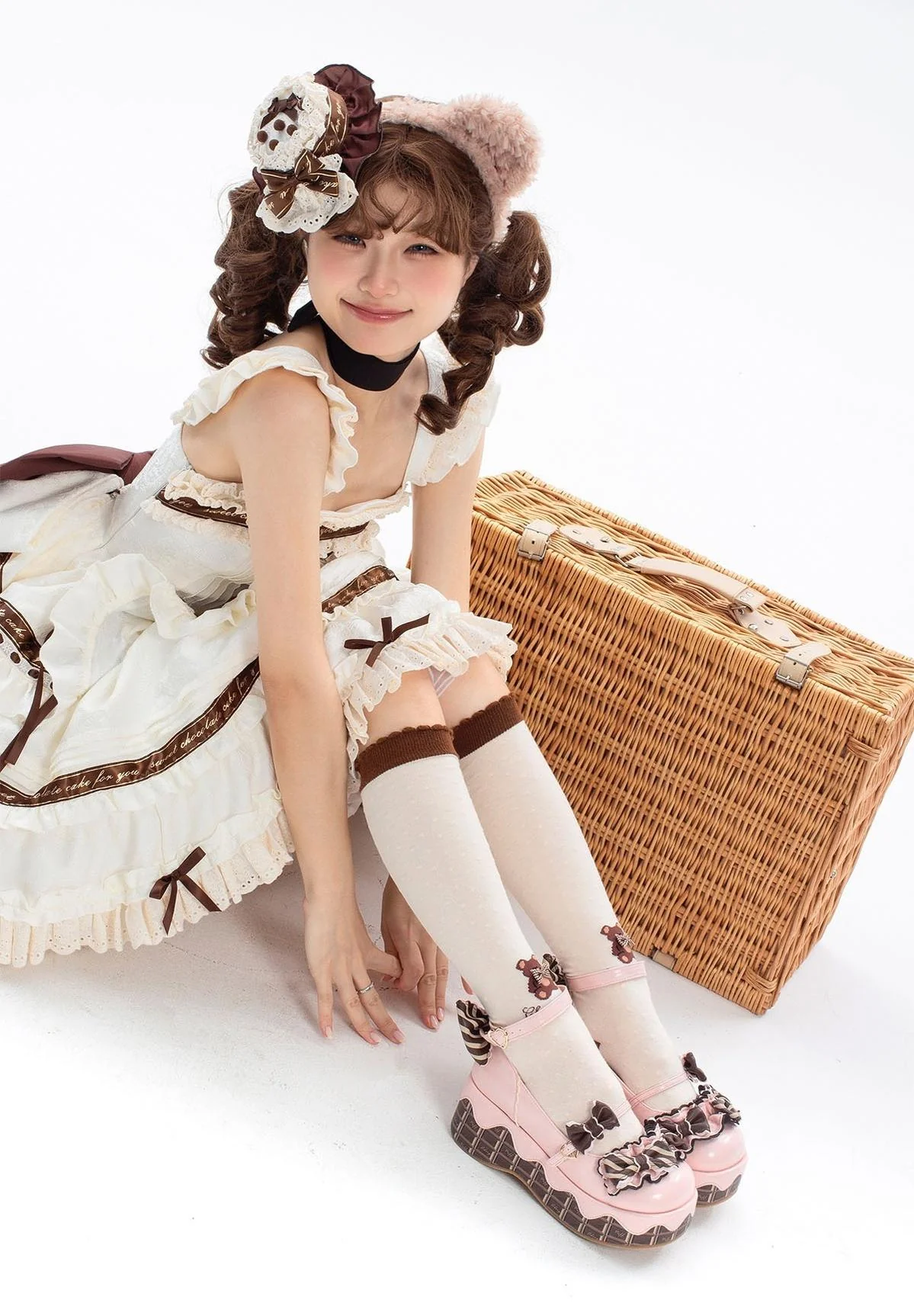 Chocolate Sponge Cake - Sweet Lolita Thick-Sole Shoes with Printed Platform - Image 9