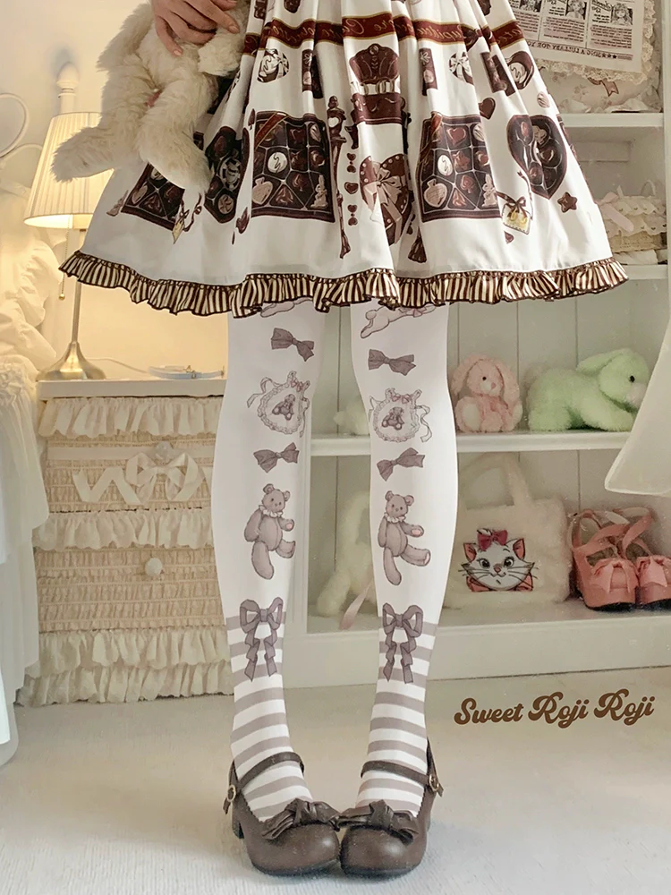 Roji Roji - Cradle Time - Sweet Lolita Velvet Pantyhose Japan Style Printed Tights - Image 2