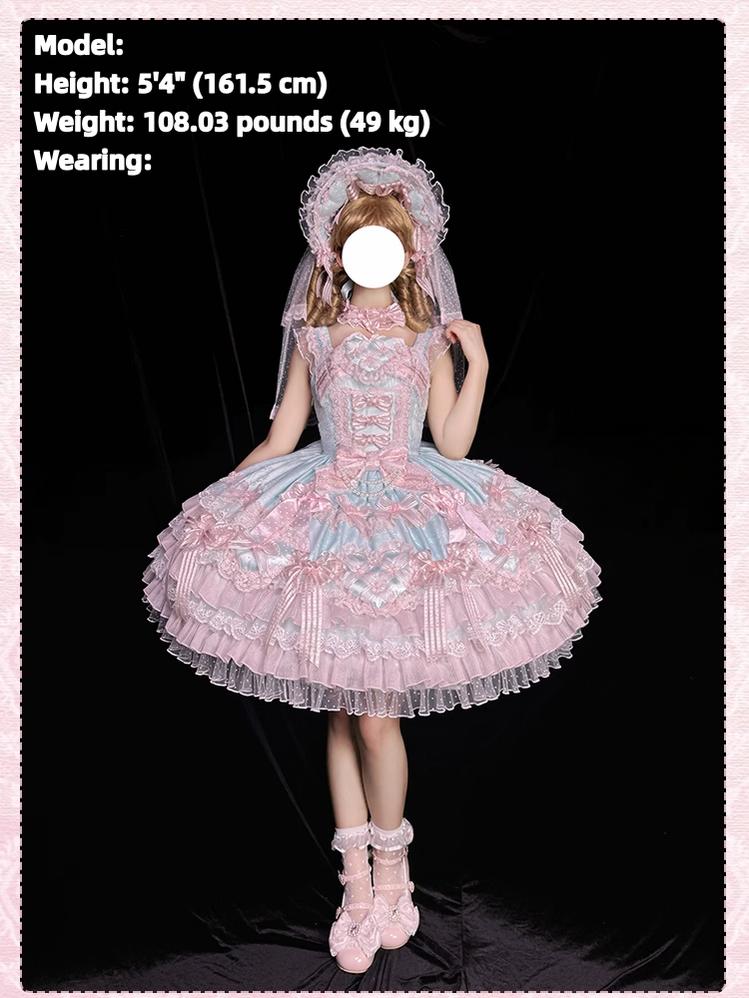 Shuang Sheng Xiao Xiong - Heart of Love - Sweet Lolita Wedding JSK, Bow Details - Image 22