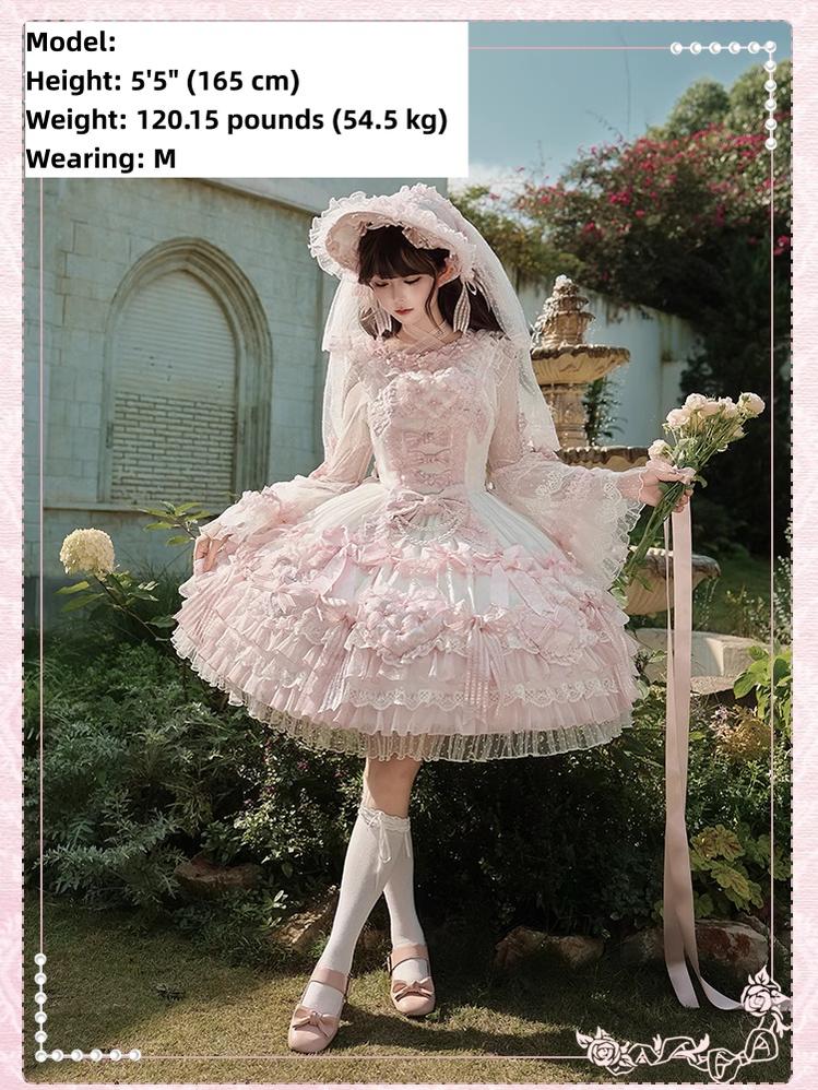 Shuang Sheng Xiao Xiong - Heart of Love - Sweet Lolita Wedding JSK, Bow Details - Image 26