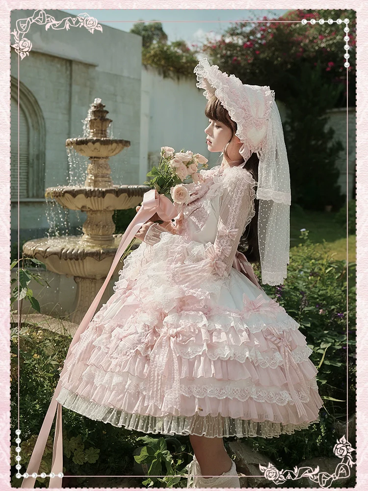 Shuang Sheng Xiao Xiong - Heart of Love - Sweet Lolita Wedding JSK, Bow Details - Image 29
