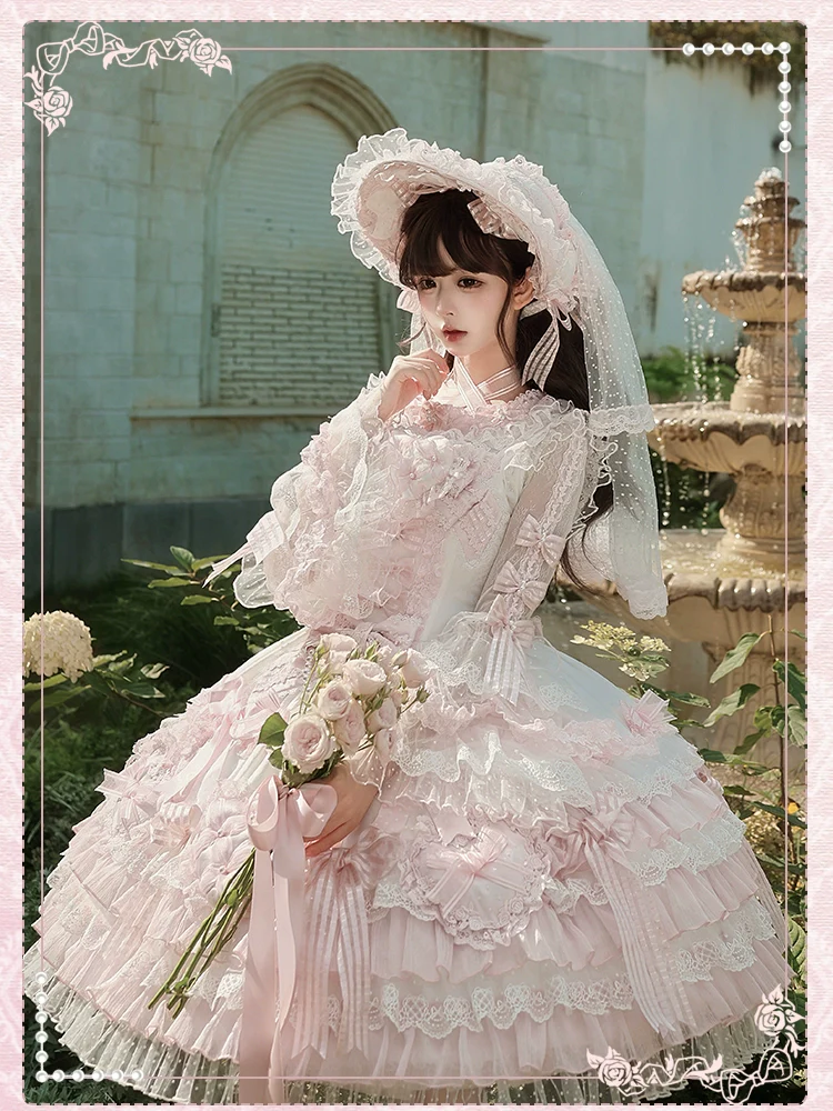 Shuang Sheng Xiao Xiong - Heart of Love - Sweet Lolita Wedding JSK, Bow Details - Image 30