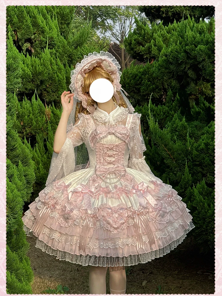 Shuang Sheng Xiao Xiong - Heart of Love - Sweet Lolita Wedding JSK, Bow Details - Image 42