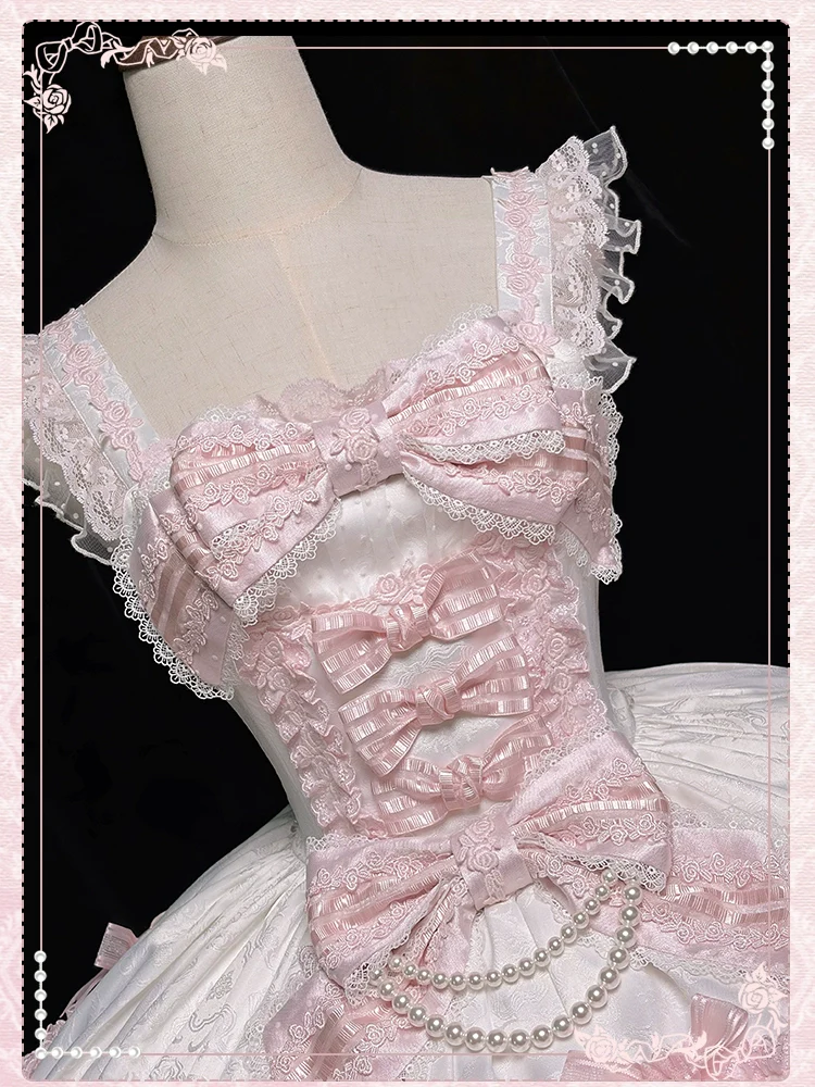 Shuang Sheng Xiao Xiong - Heart of Love - Sweet Lolita Wedding JSK, Bow Details - Image 61