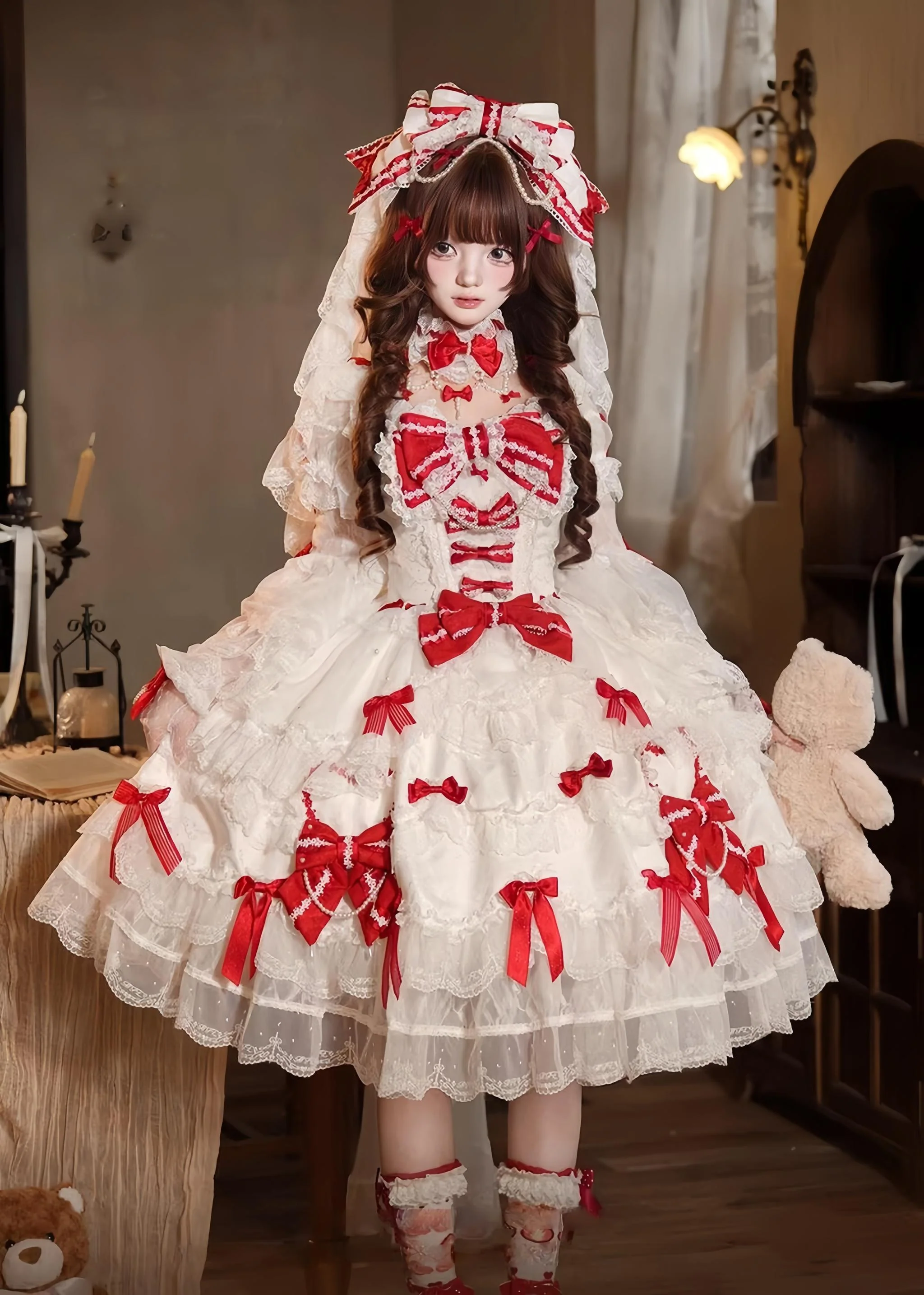 Showa Doll SP - Sweet Lolita Wedding OP Dress, Layered Hem