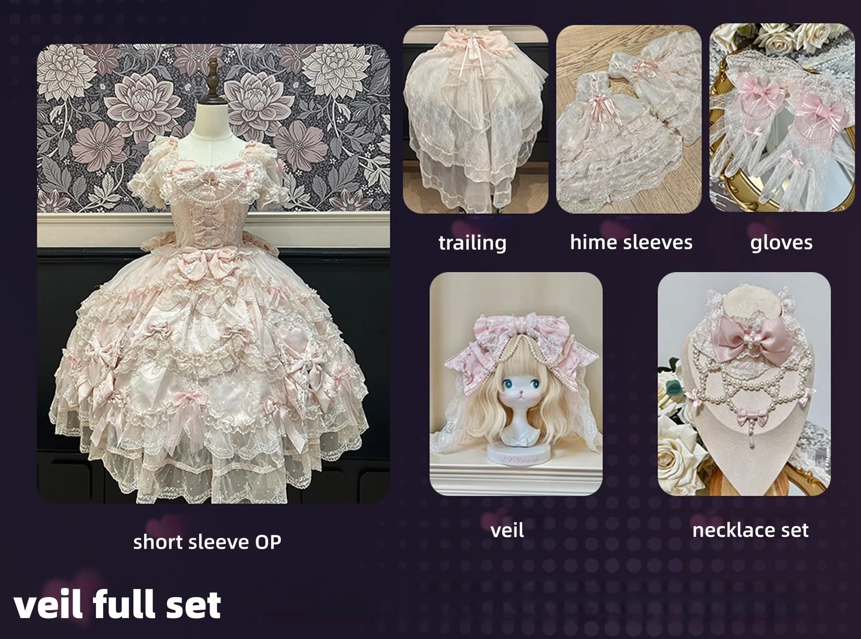 Showa Doll SP - Sweet Lolita Wedding OP Dress, Layered Hem - Image 16