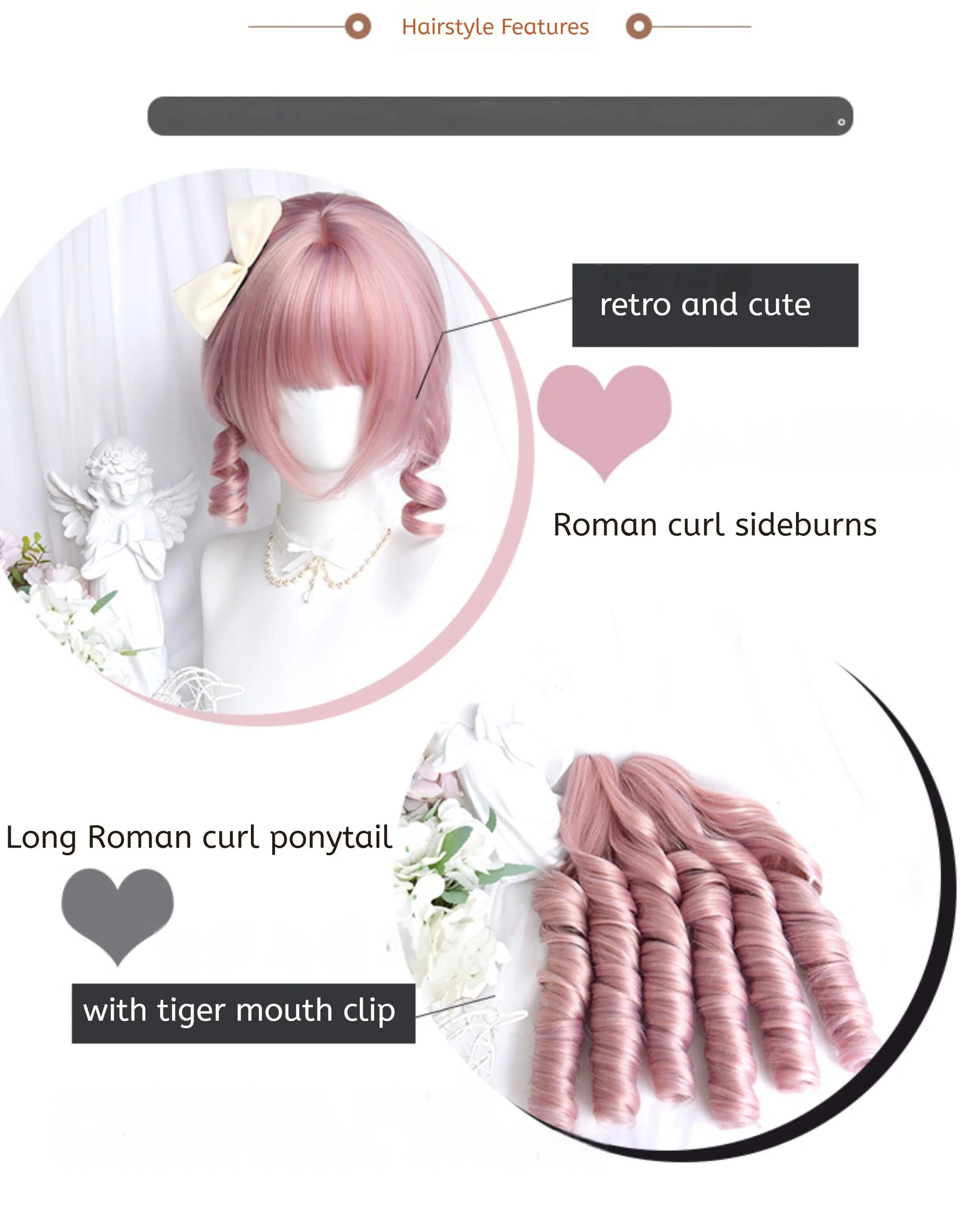 Sinwavy - Sweet Lolita Wig, Detachable Roman Curl Ponytail - Image 7
