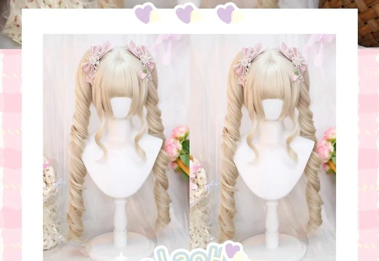 Dalao Home - Sweet Lolita Wig Roman Roll Double Ponytails Wig - Image 2