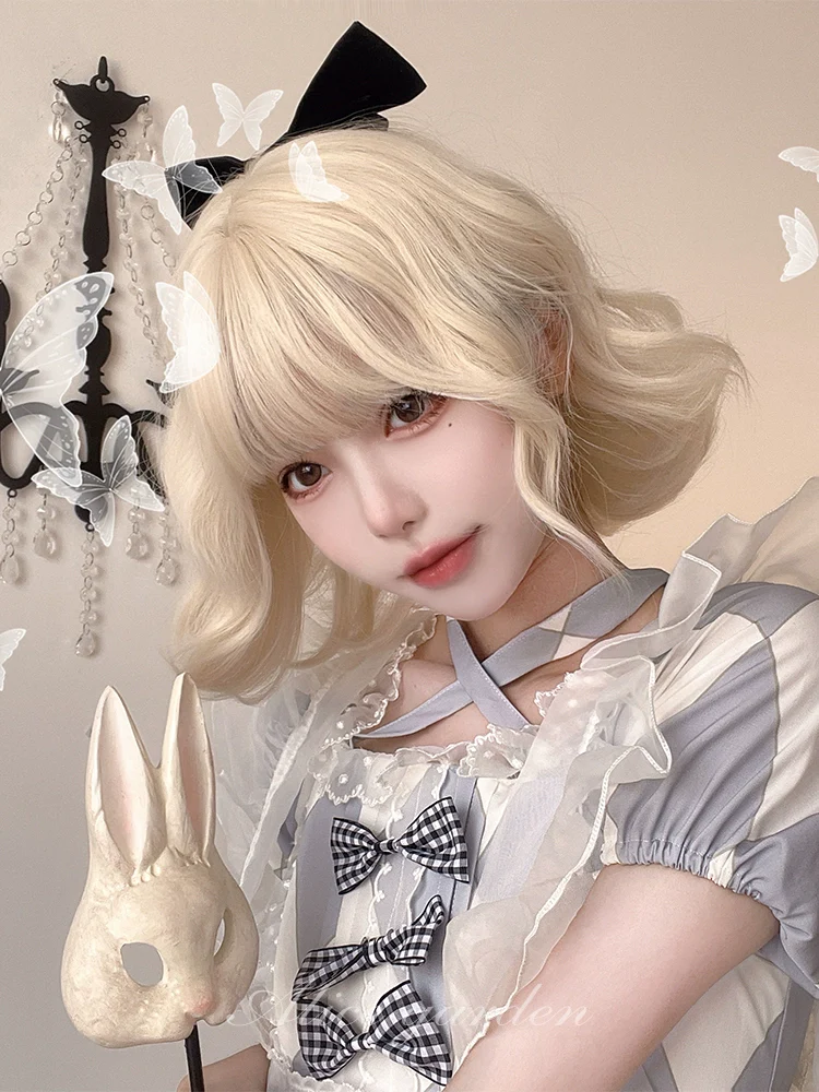 Alicegarden - Sweet Lolita Wigs Short Curly Platinum Color Wigs - Image 4