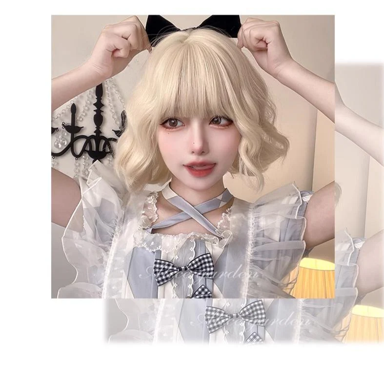 Alicegarden - Sweet Lolita Wigs Short Curly Platinum Color Wigs - Image 7
