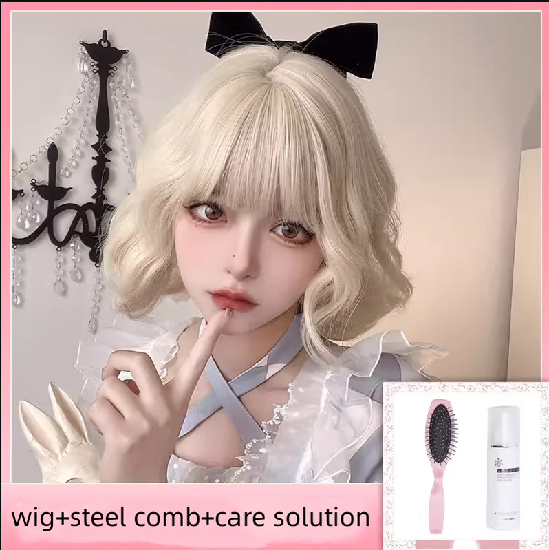 Alicegarden - Sweet Lolita Wigs Short Curly Platinum Color Wigs - Image 9