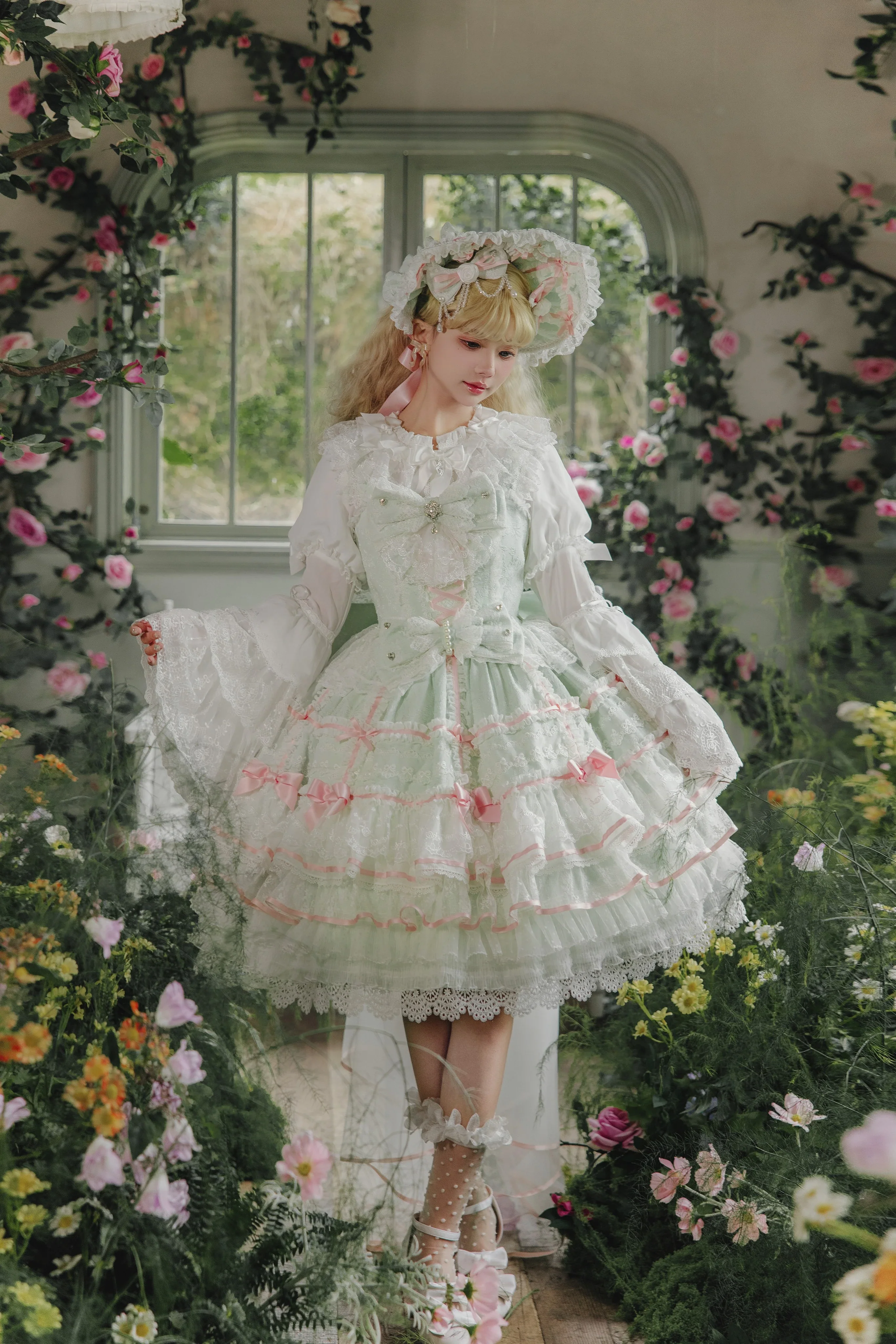 Flower Banquet - Wishing Star - Sweet Wedding Lolita JSK Bridal Lolita Dress