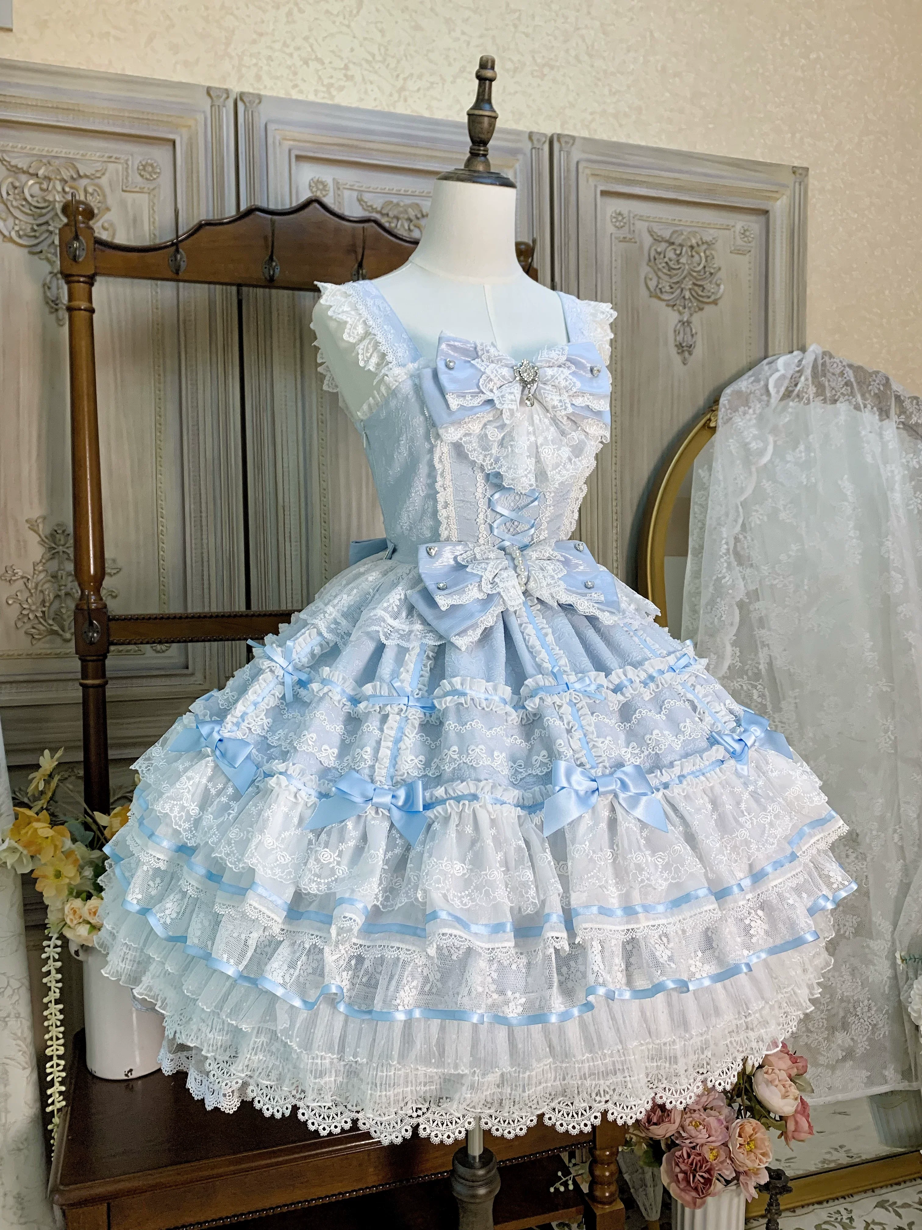Flower Banquet - Wishing Star - Sweet Wedding Lolita JSK Bridal Lolita Dress - Image 4