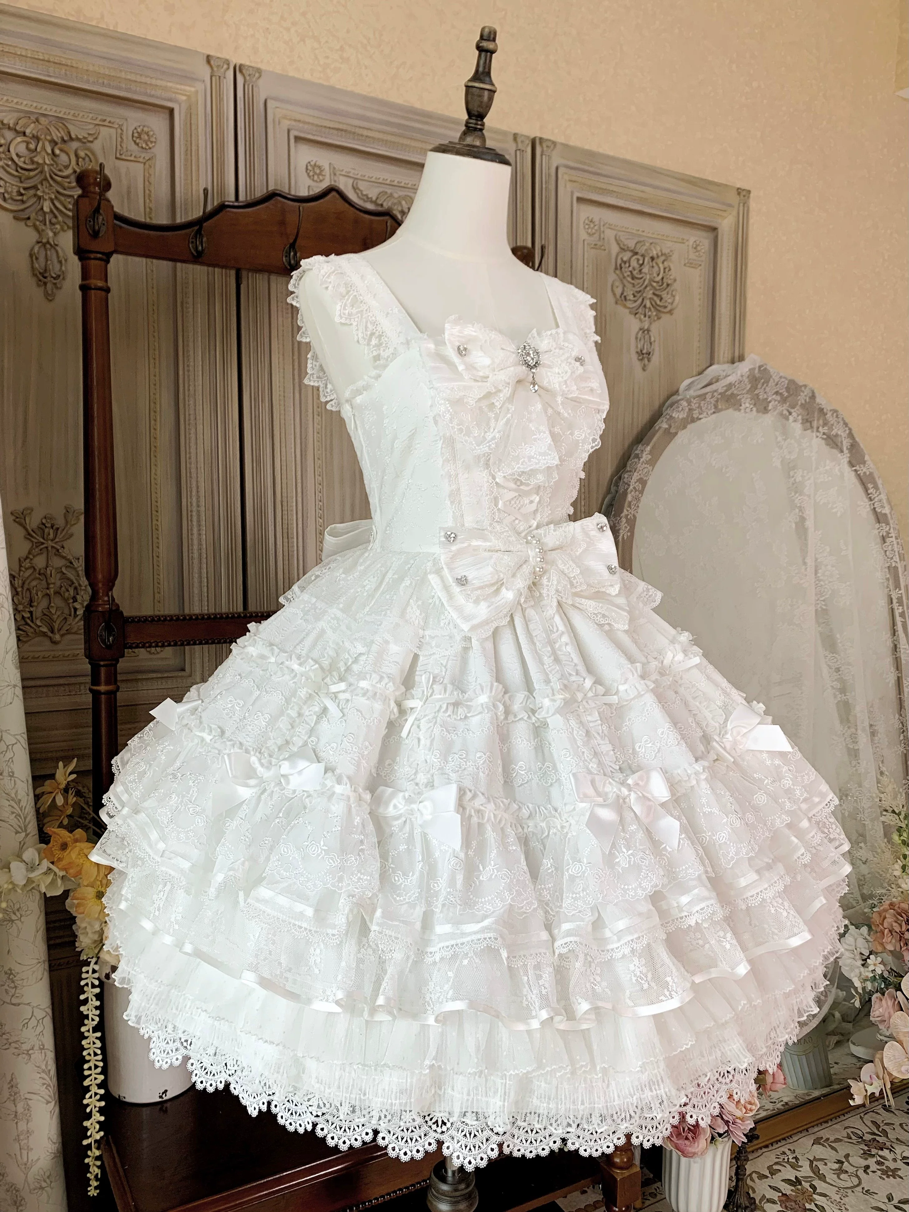 Flower Banquet - Wishing Star - Sweet Wedding Lolita JSK Bridal Lolita Dress - Image 5