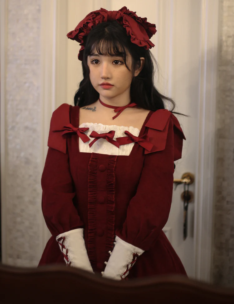 Annie's Gift - Elegant Velvet Lolita OP Dress - Image 17