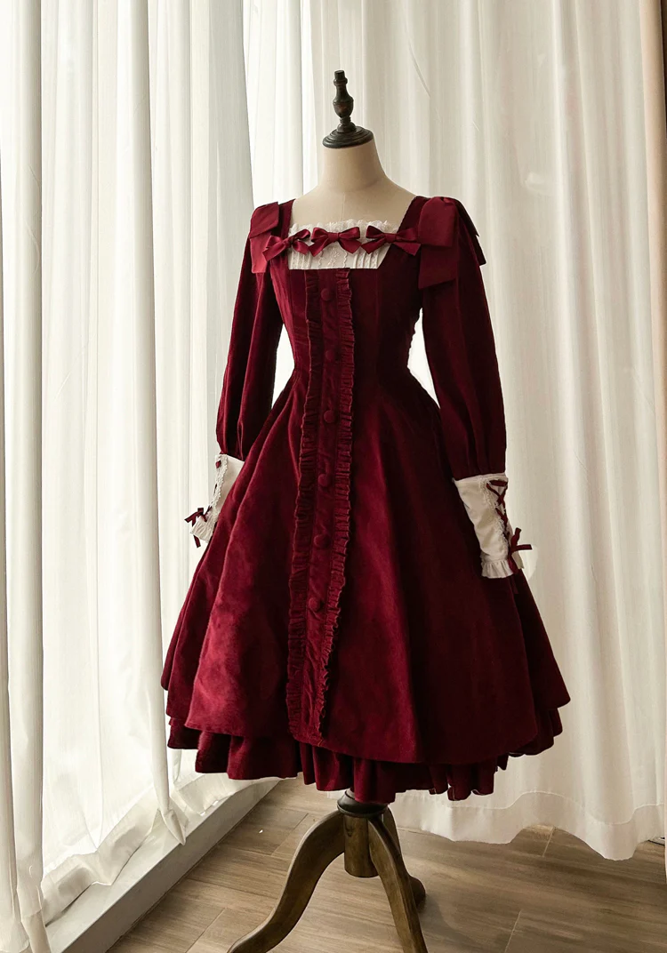 Annie's Gift - Elegant Velvet Lolita OP Dress - Image 18