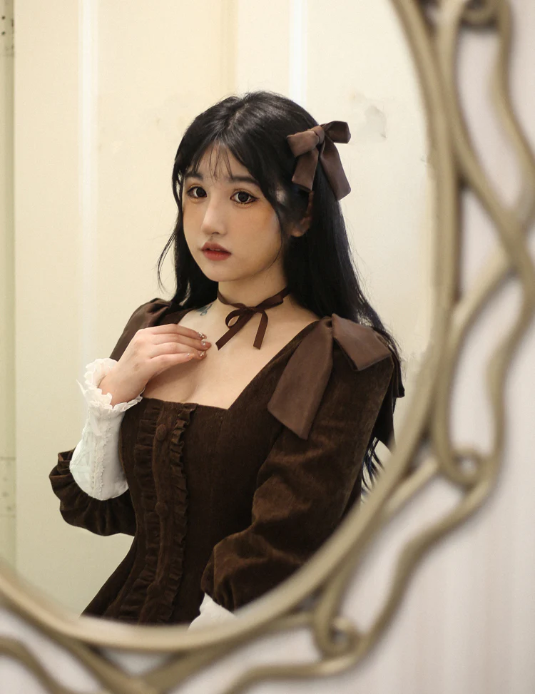Annie's Gift - Elegant Velvet Lolita OP Dress - Image 6