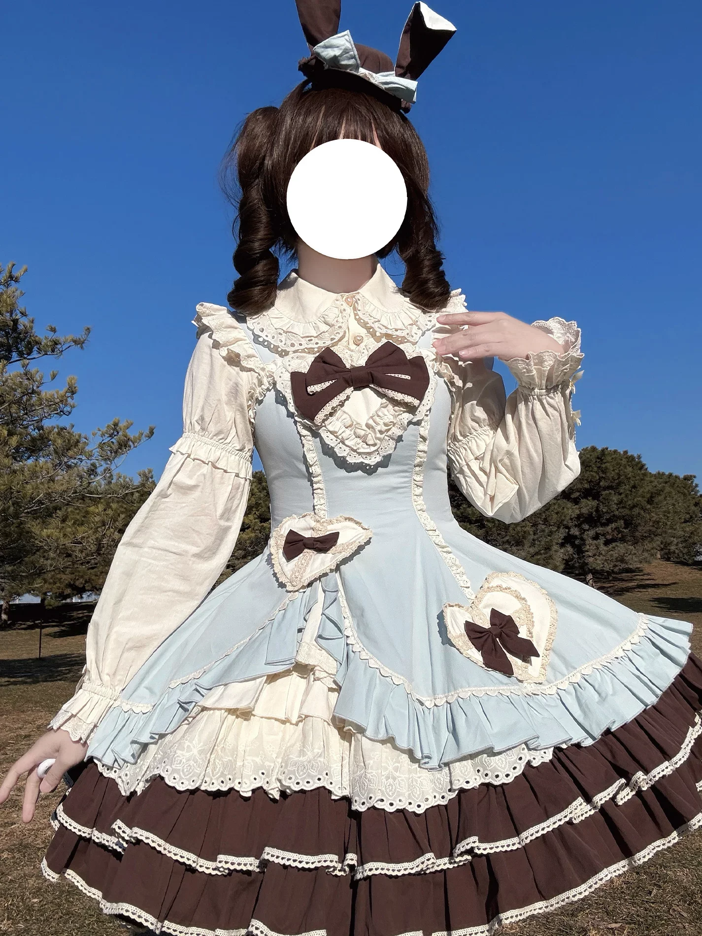 Cream Bud - Tiered Hem Old School Lolita JSK, Side Opening - Image 17