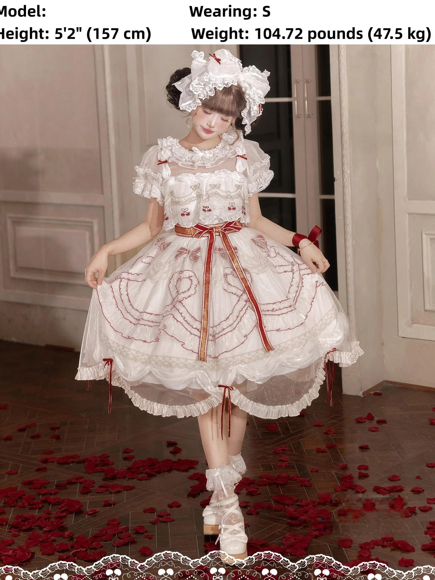 Cherry Cake - Tiered Sweet Lolita OP, Wedding Dress - Image 12
