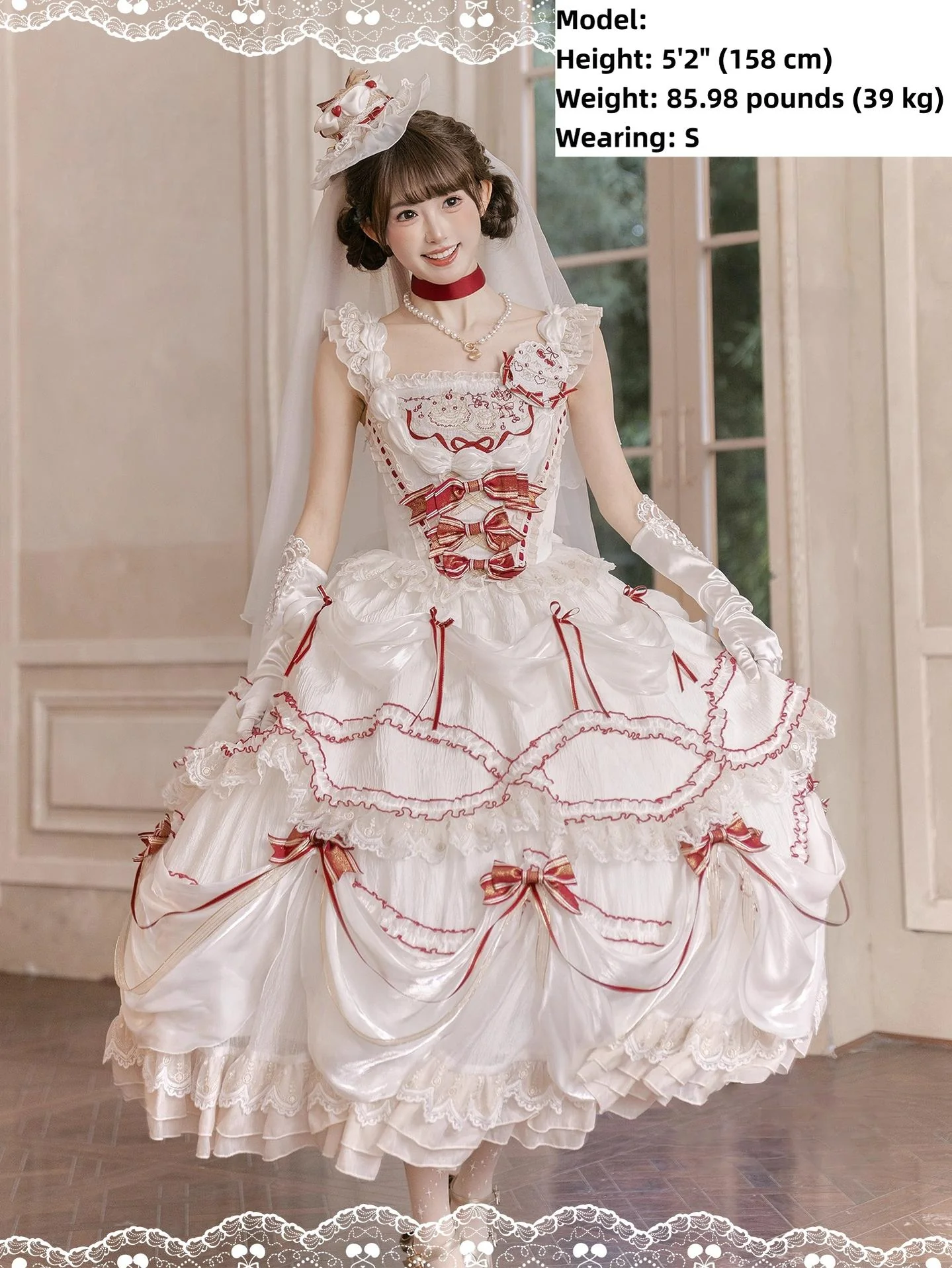 Cherry Cake - Tiered Sweet Lolita OP, Wedding Dress - Image 15