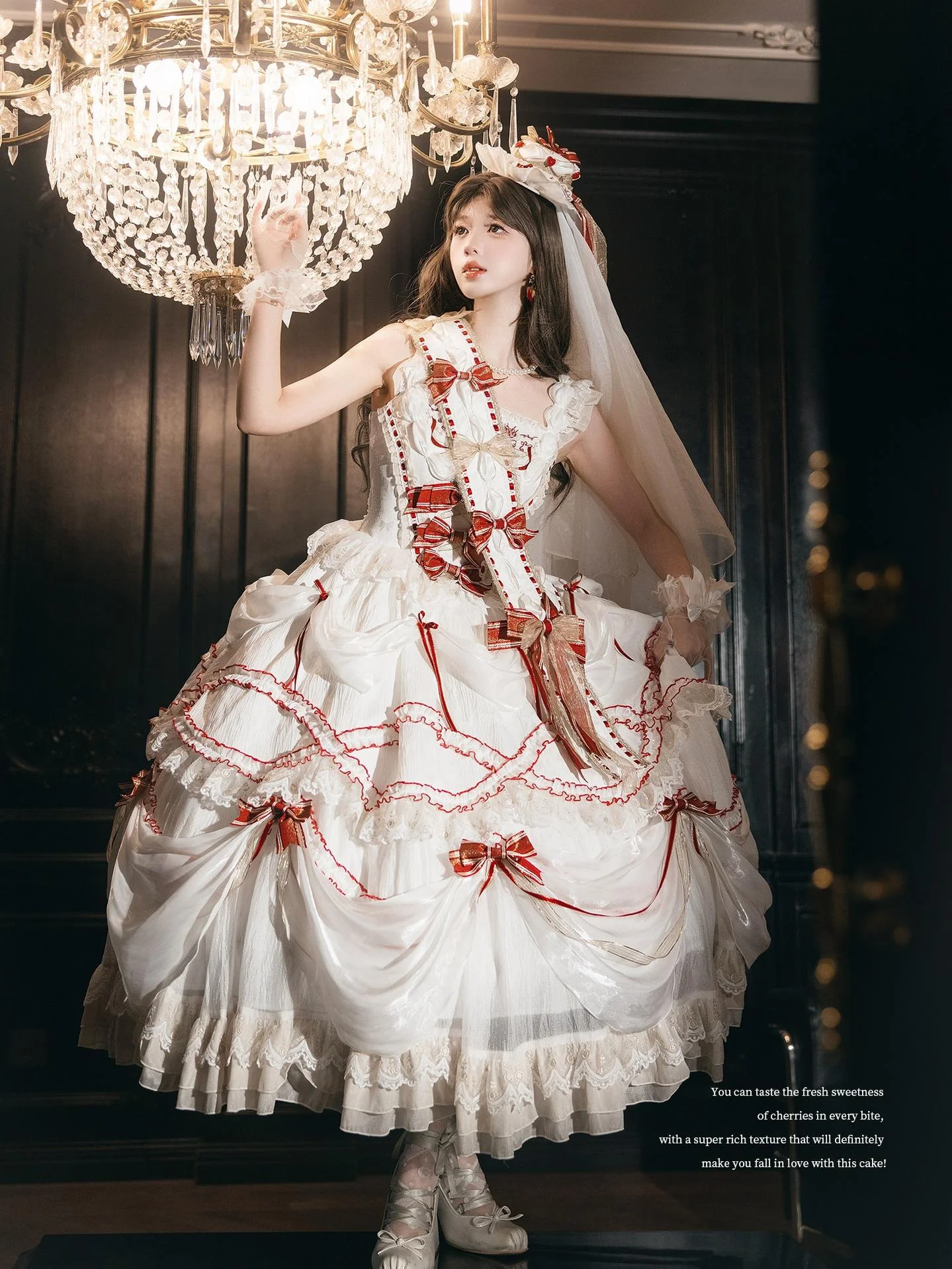 Cherry Cake - Tiered Sweet Lolita OP, Wedding Dress - Image 2