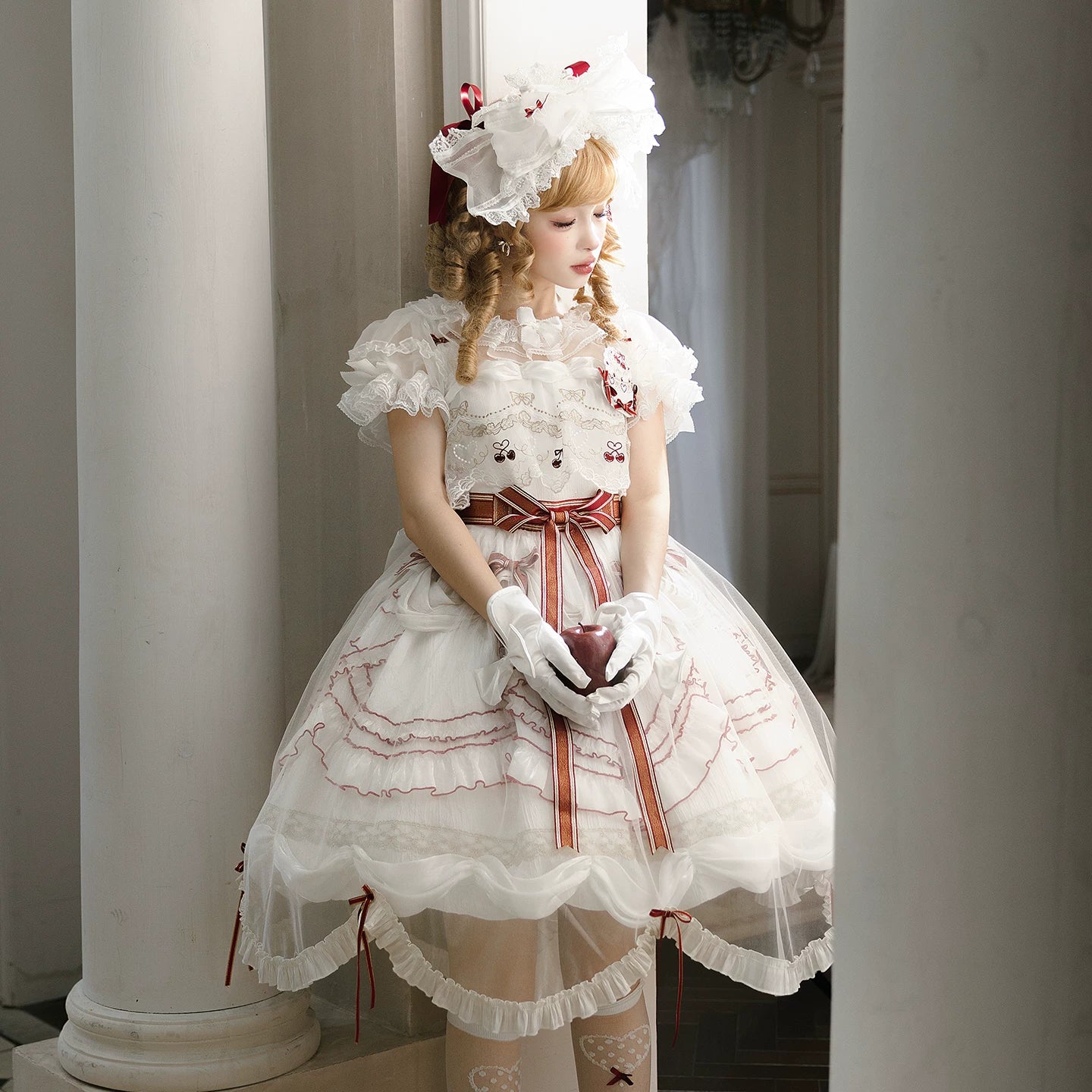 Cherry Cake - Tiered Sweet Lolita OP, Wedding Dress - Image 22