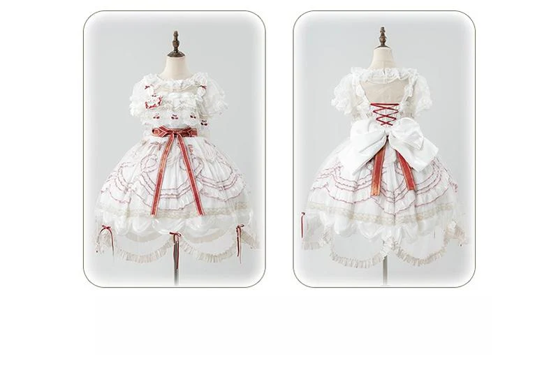 Cherry Cake - Tiered Sweet Lolita OP, Wedding Dress - Image 36