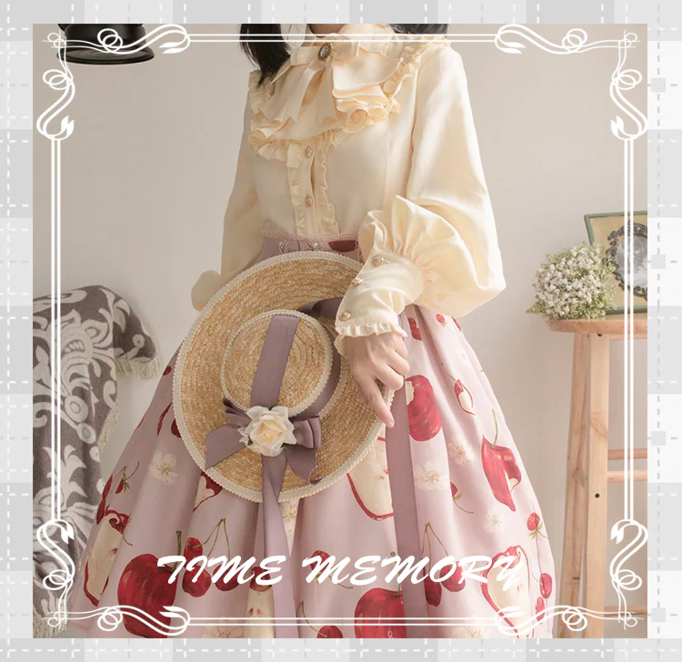 Elegant Lolita Slim Fit Mutton Sleeve Blouse - Image 12