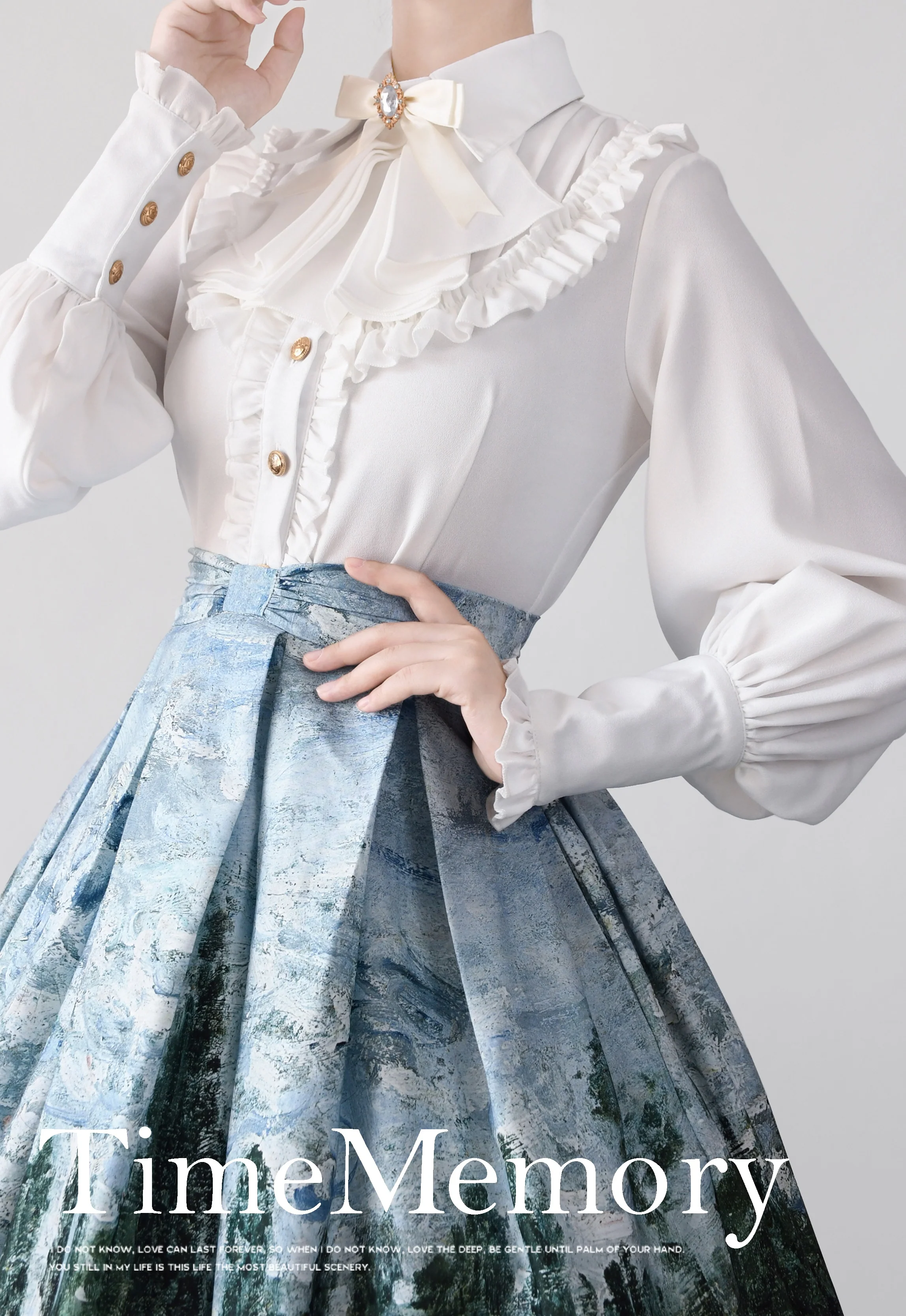 Elegant Lolita Slim Fit Mutton Sleeve Blouse - Image 2