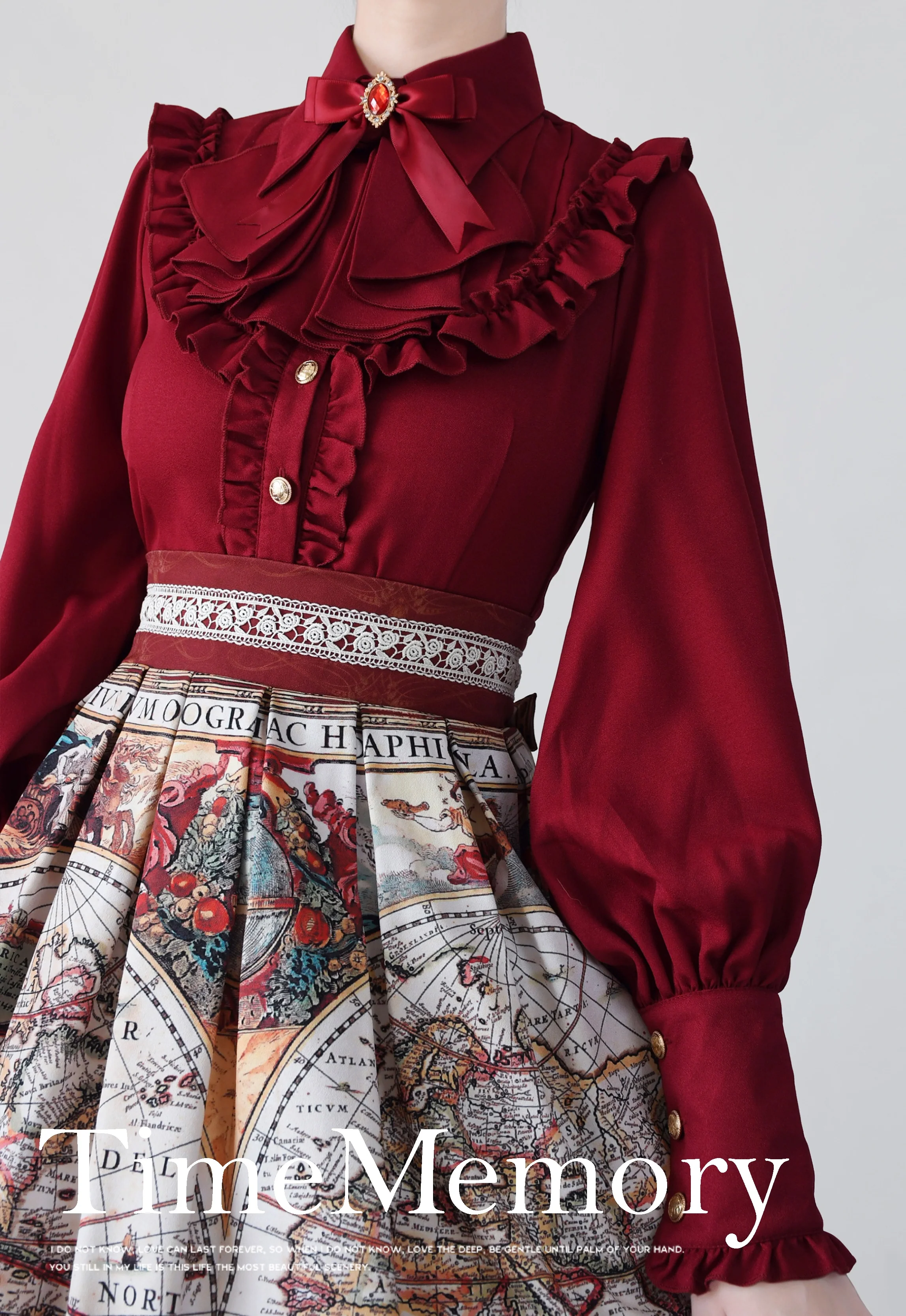 Elegant Lolita Slim Fit Mutton Sleeve Blouse - Image 4