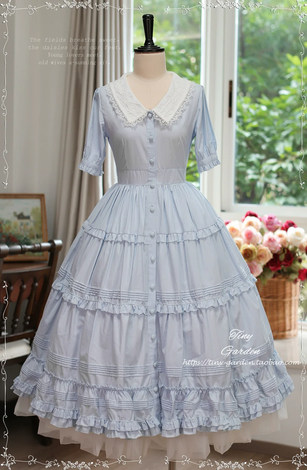 Lacey 2.0 - Classic Lolita OP Lace Collar Open Front Dress - Image 2