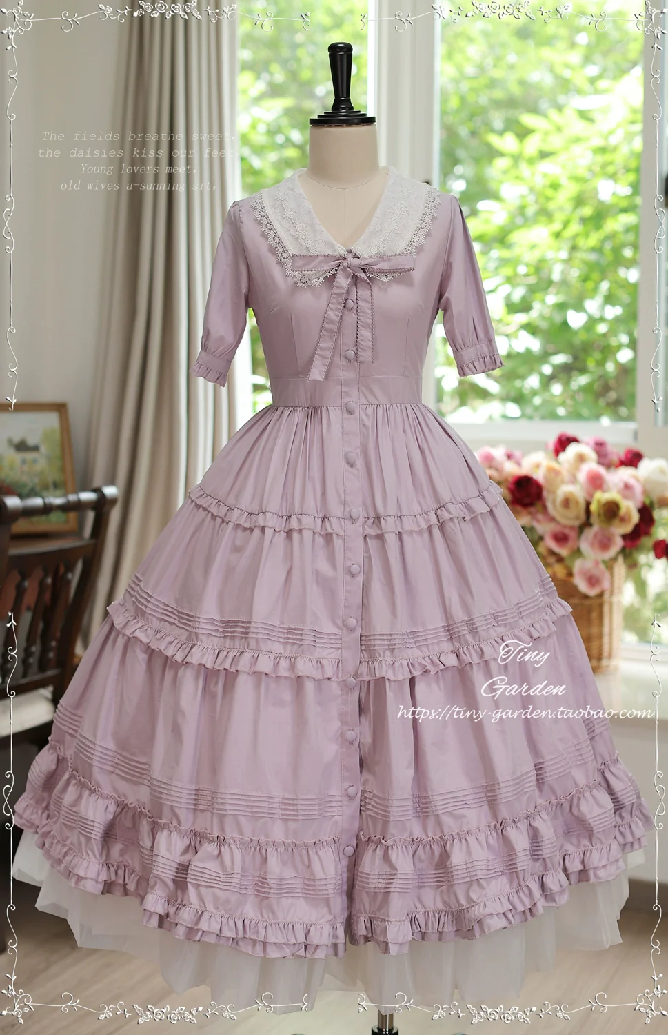 Lacey 2.0 - Classic Lolita OP Lace Collar Open Front Dress - Image 3