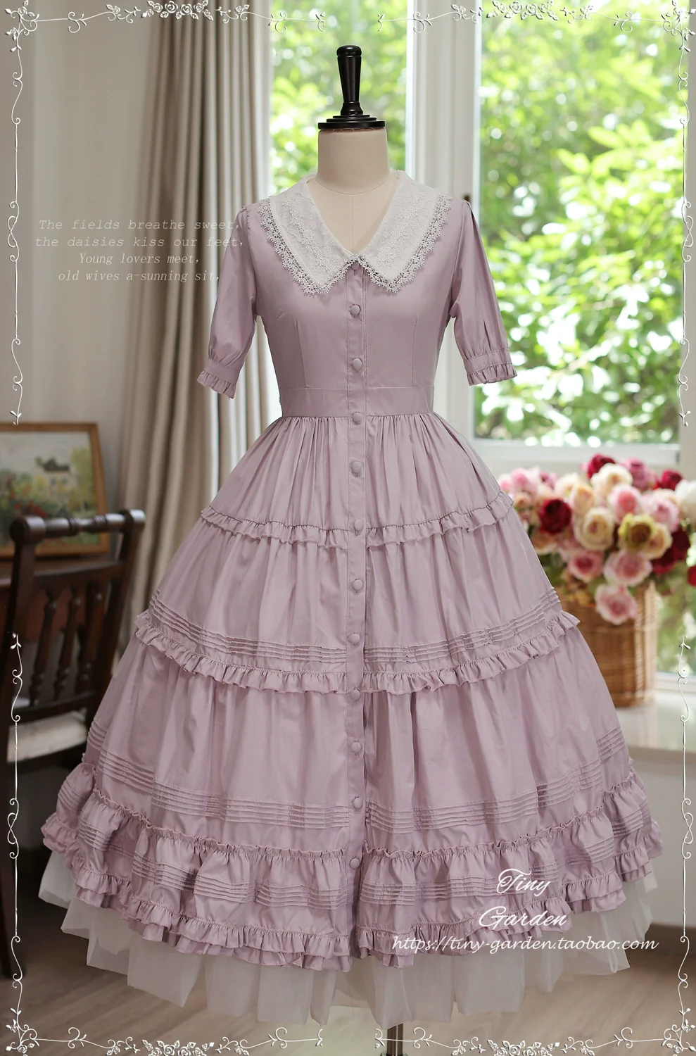 Lacey 2.0 - Classic Lolita OP Lace Collar Open Front Dress - Image 4