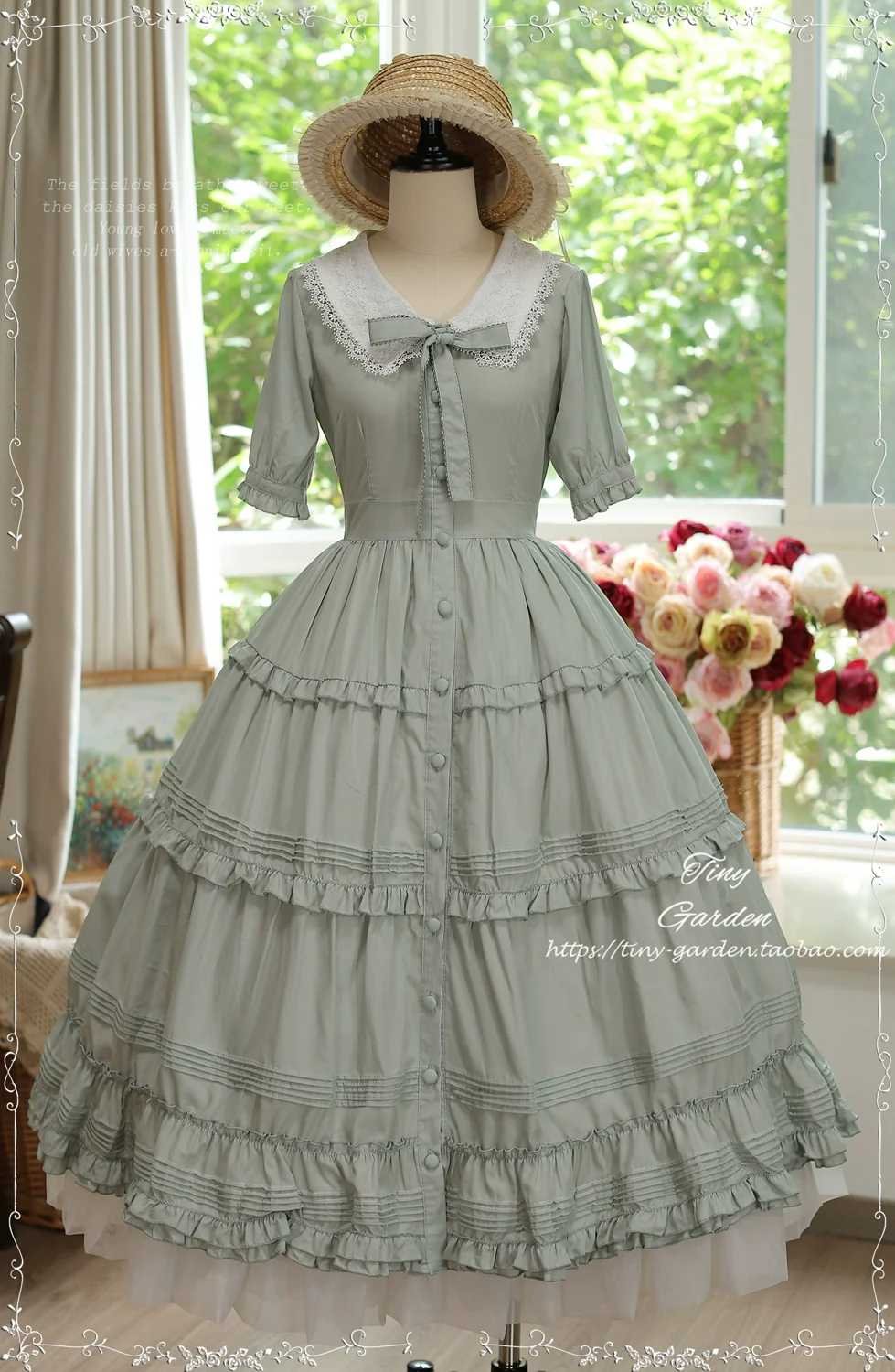 Lacey 2.0 - Classic Lolita OP Lace Collar Open Front Dress - Image 6