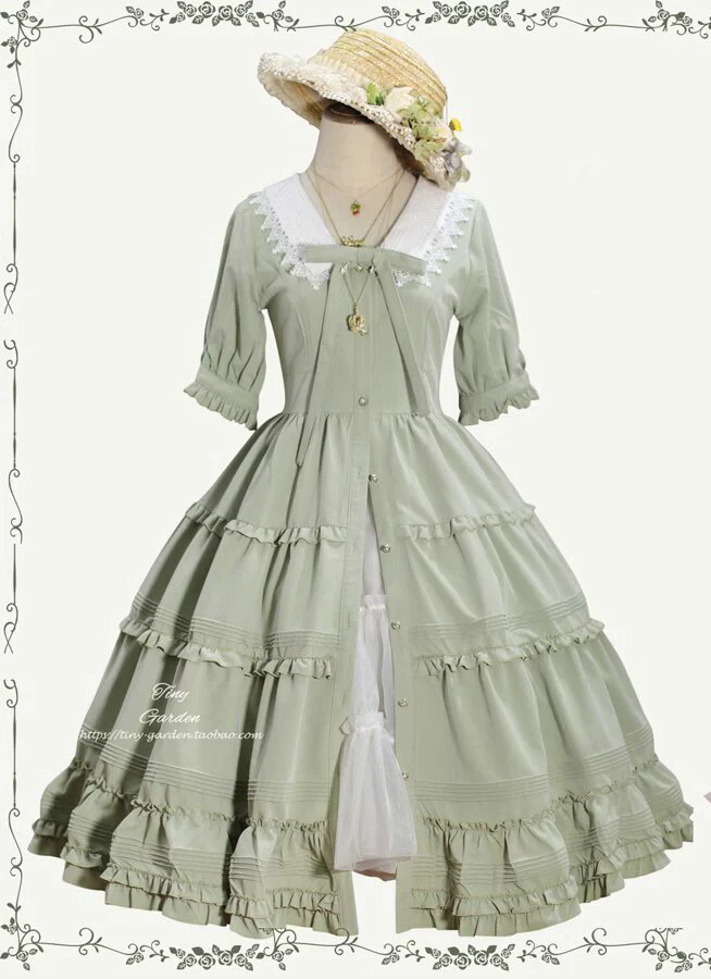 Lacey 2.0 - Classic Lolita OP Lace Collar Open Front Dress - Image 8
