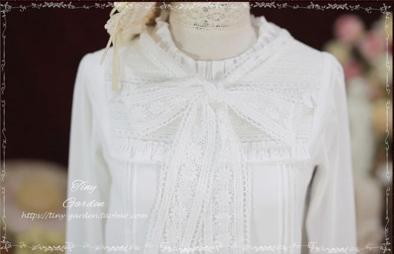 Memories - Cotton Lolita Lace Bow Tie Girls Blouse - Image 10