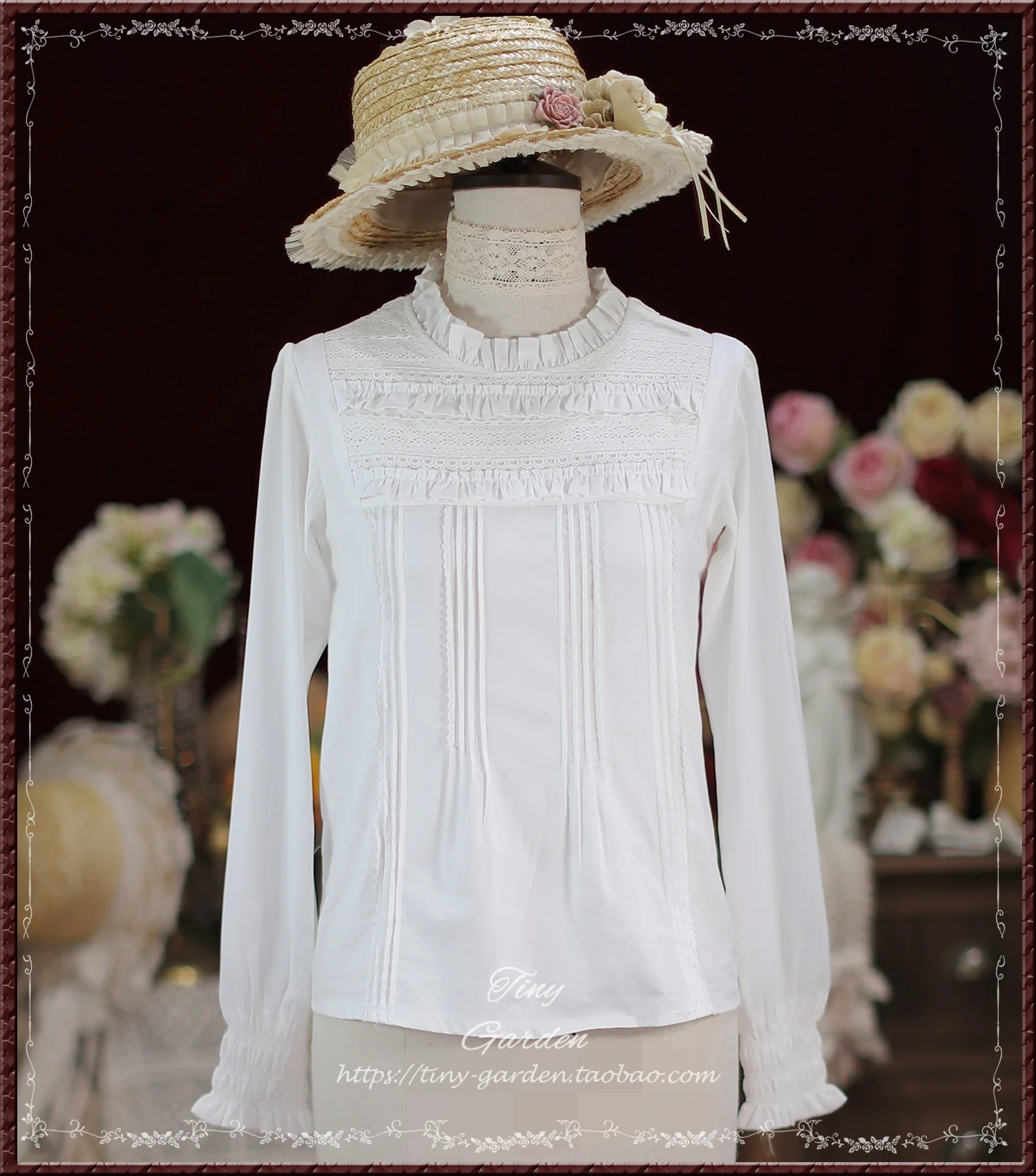 Memories - Cotton Lolita Lace Bow Tie Girls Blouse - Image 3