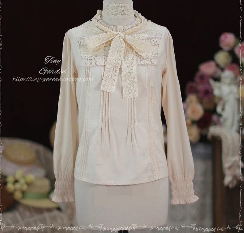 Memories - Cotton Lolita Lace Bow Tie Girls Blouse - Image 6