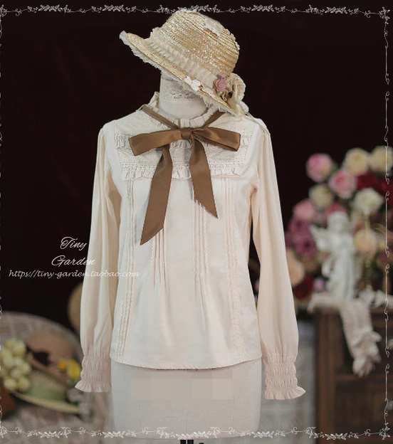 Memories - Cotton Lolita Lace Bow Tie Girls Blouse - Image 8