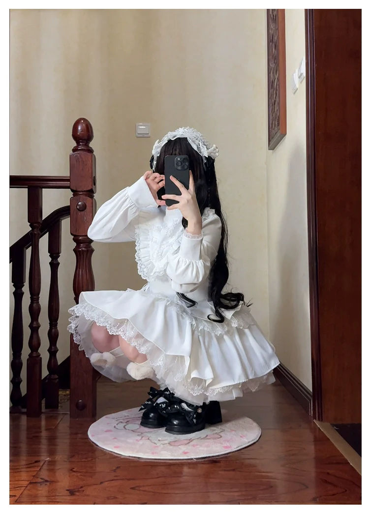 With Puji - Doki - Twin Lolita OP Black/White Goth Dress with Pocketed Shorts - Image 13