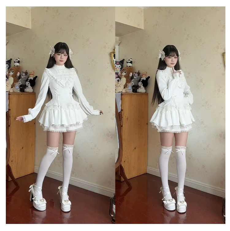 With Puji - Doki - Twin Lolita OP Black/White Goth Dress with Pocketed Shorts - Image 20