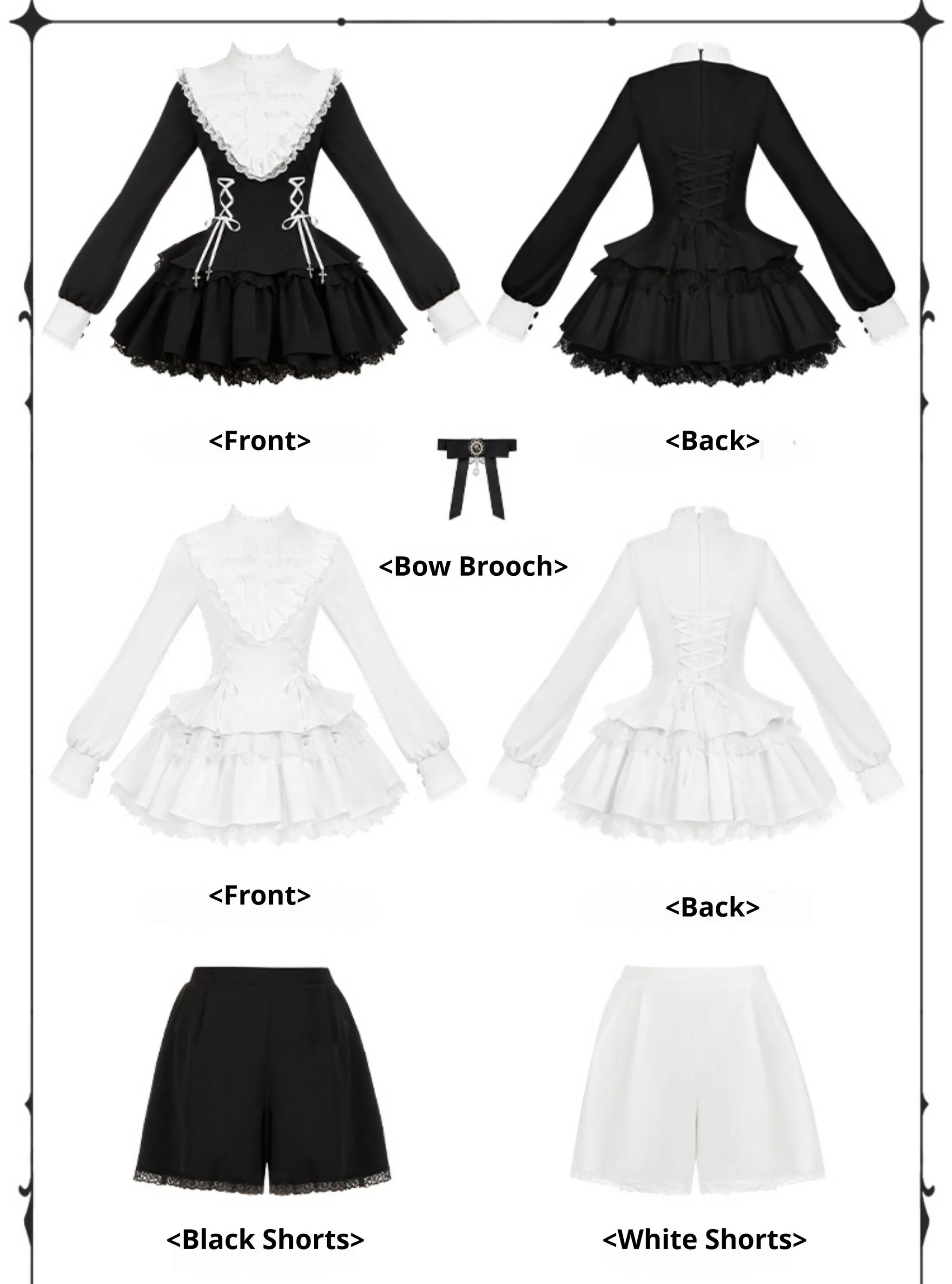 With Puji - Doki - Twin Lolita OP Black/White Goth Dress with Pocketed Shorts - Image 24