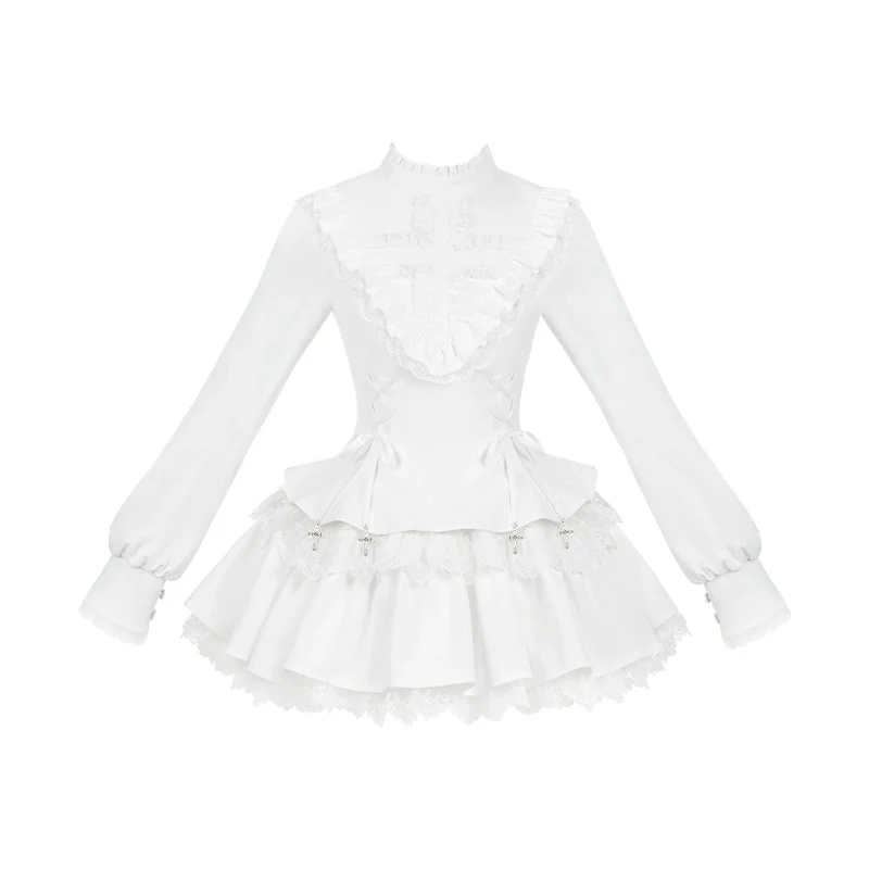 With Puji - Doki - Twin Lolita OP Black/White Goth Dress with Pocketed Shorts - Image 29