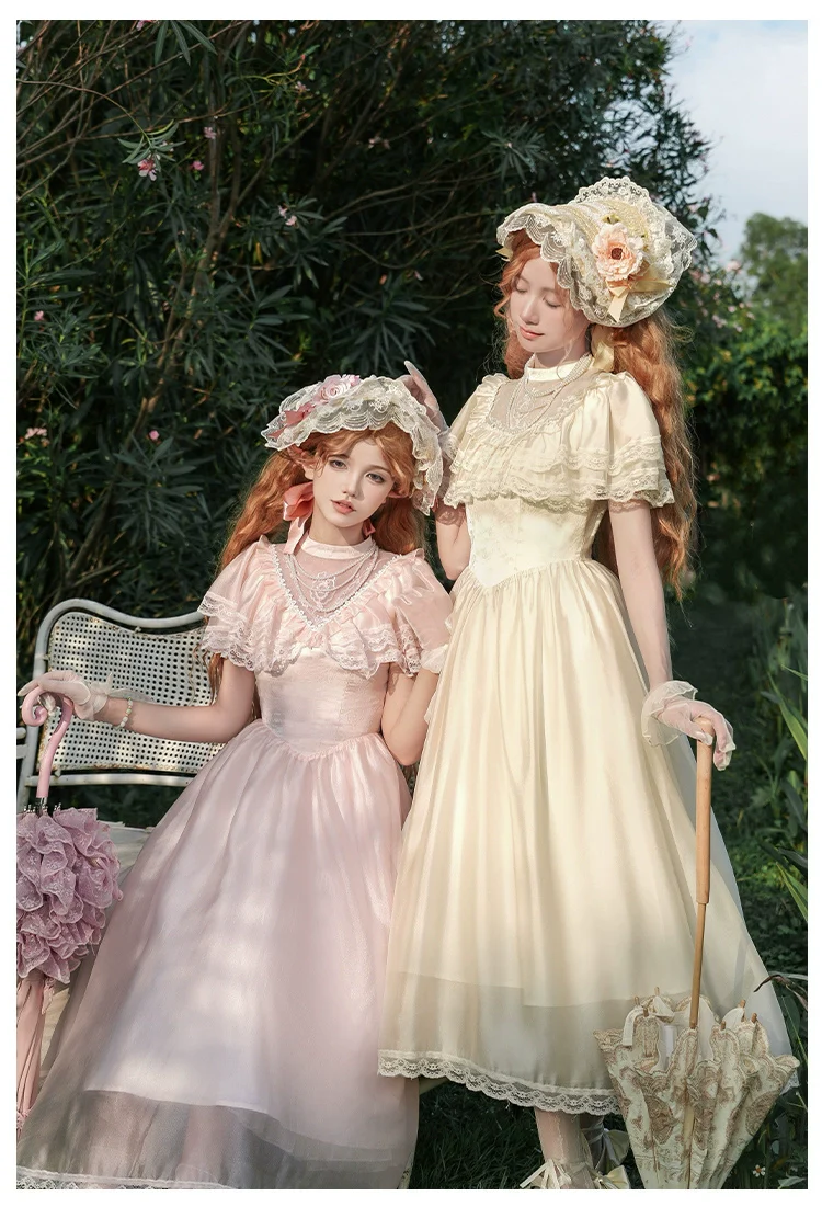 With PUJI - Morning Mist Estate - Twins Classic Lolita OP Dress, Edward Collar - Image 10