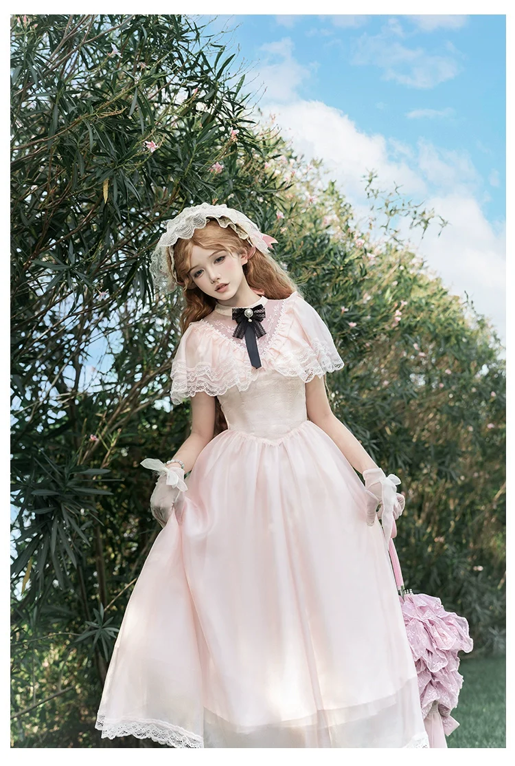 With PUJI - Morning Mist Estate - Twins Classic Lolita OP Dress, Edward Collar - Image 14