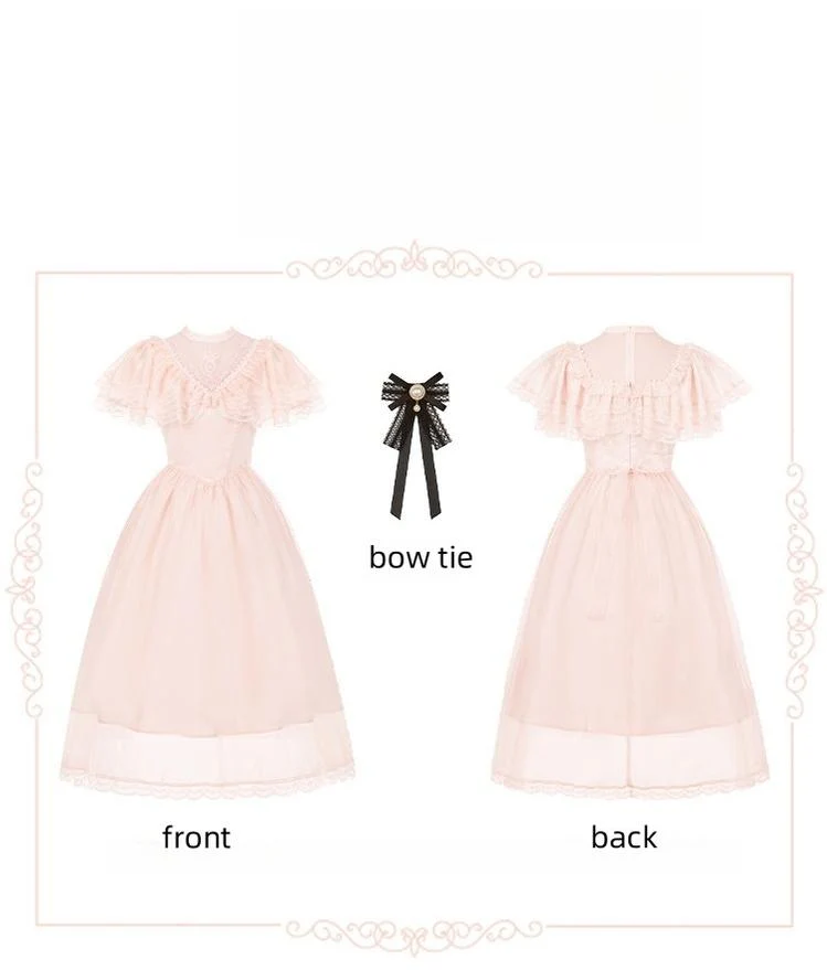 With PUJI - Morning Mist Estate - Twins Classic Lolita OP Dress, Edward Collar - Image 19