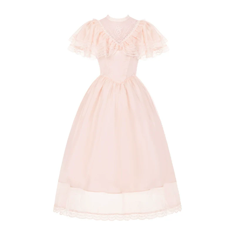 With PUJI - Morning Mist Estate - Twins Classic Lolita OP Dress, Edward Collar - Image 23