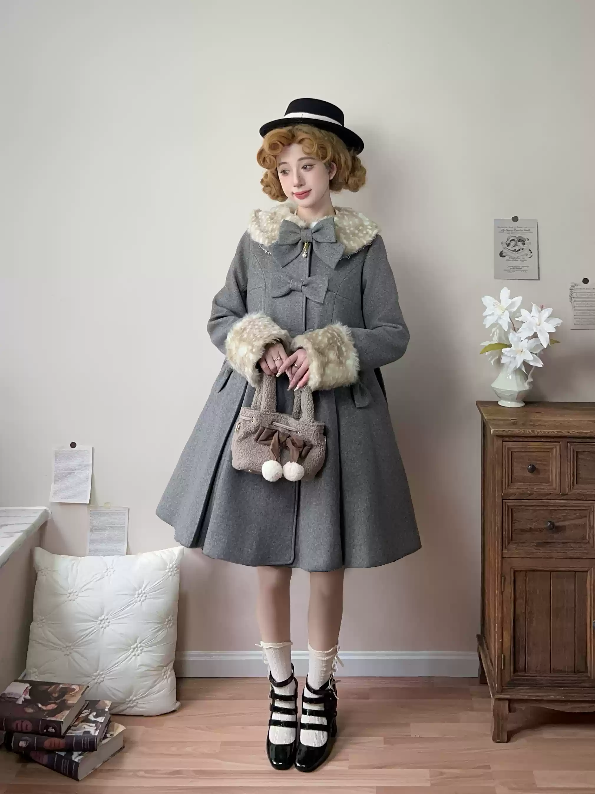 Casual Lolita Winter Wool Down Coat Multicolors - Image 40